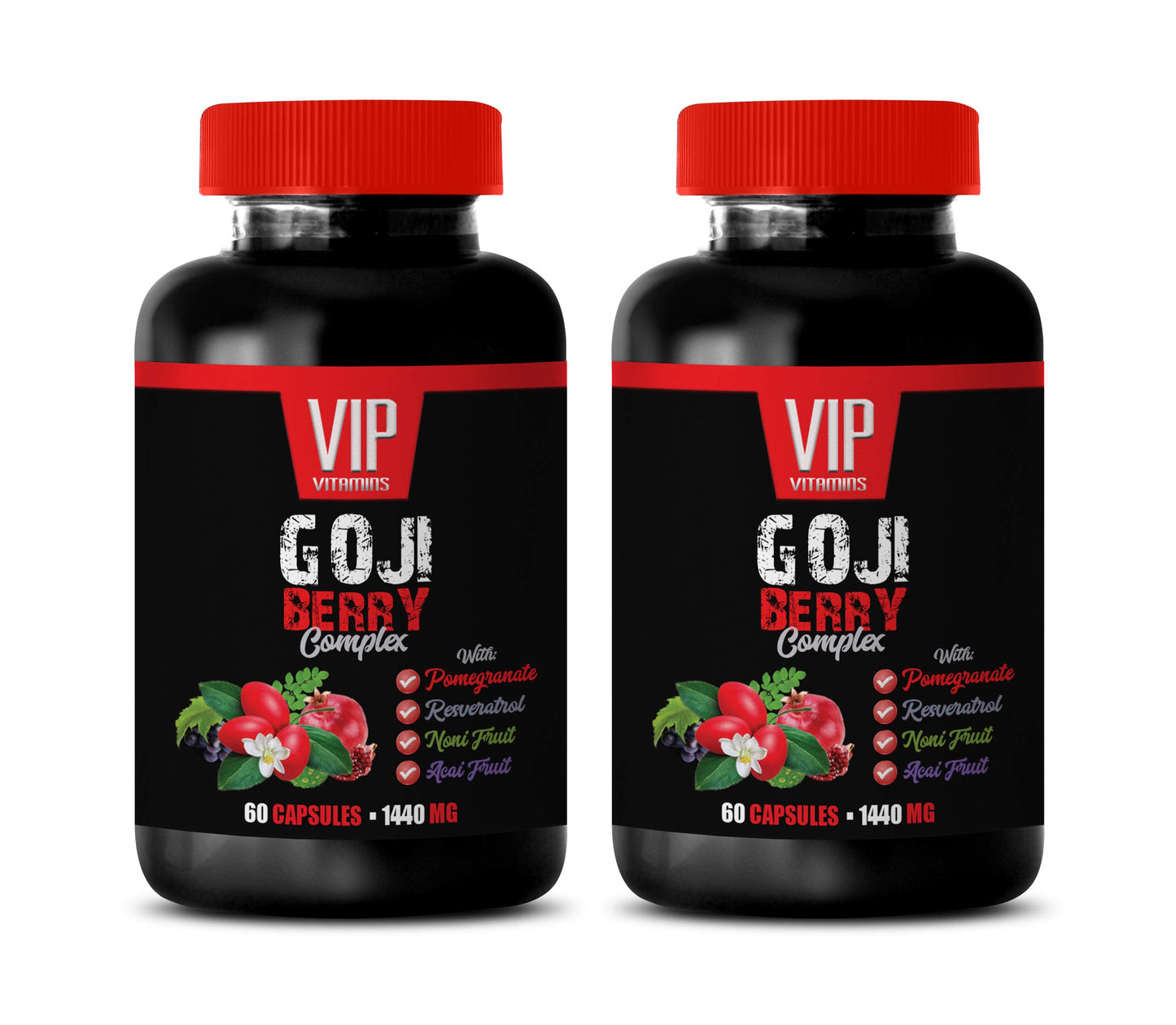 VIP VITAMINS Goji Berry Complex with Pomegranate, Resveratrol, Noni, Acai - Antioxidant Capsule, 120 Capsules