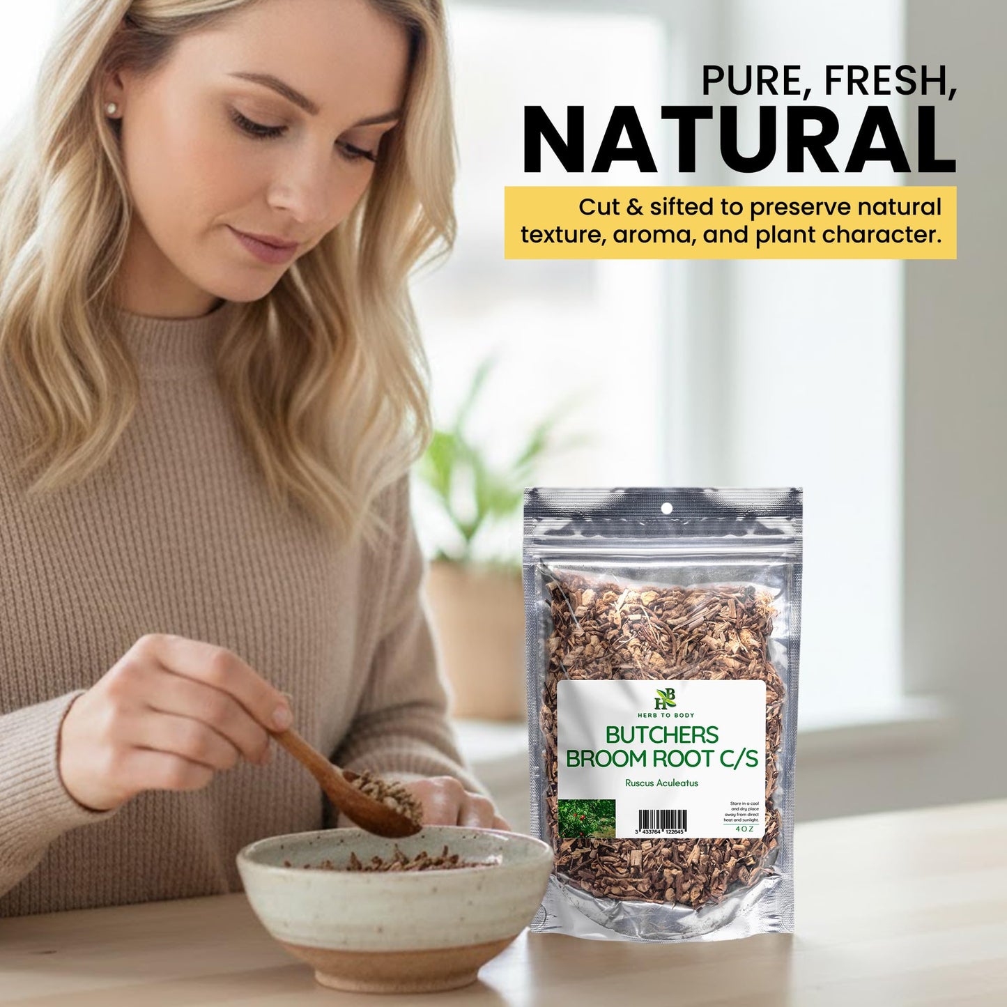 Herb To Body Butchers Broom Root C/S Powder 4 oz