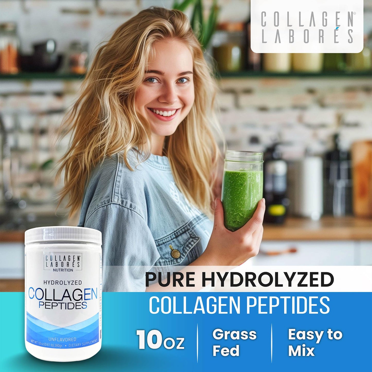 Collagen Laborés Pure Hydrolyzed Collagen Peptides Unflavored Powder, 10 oz
