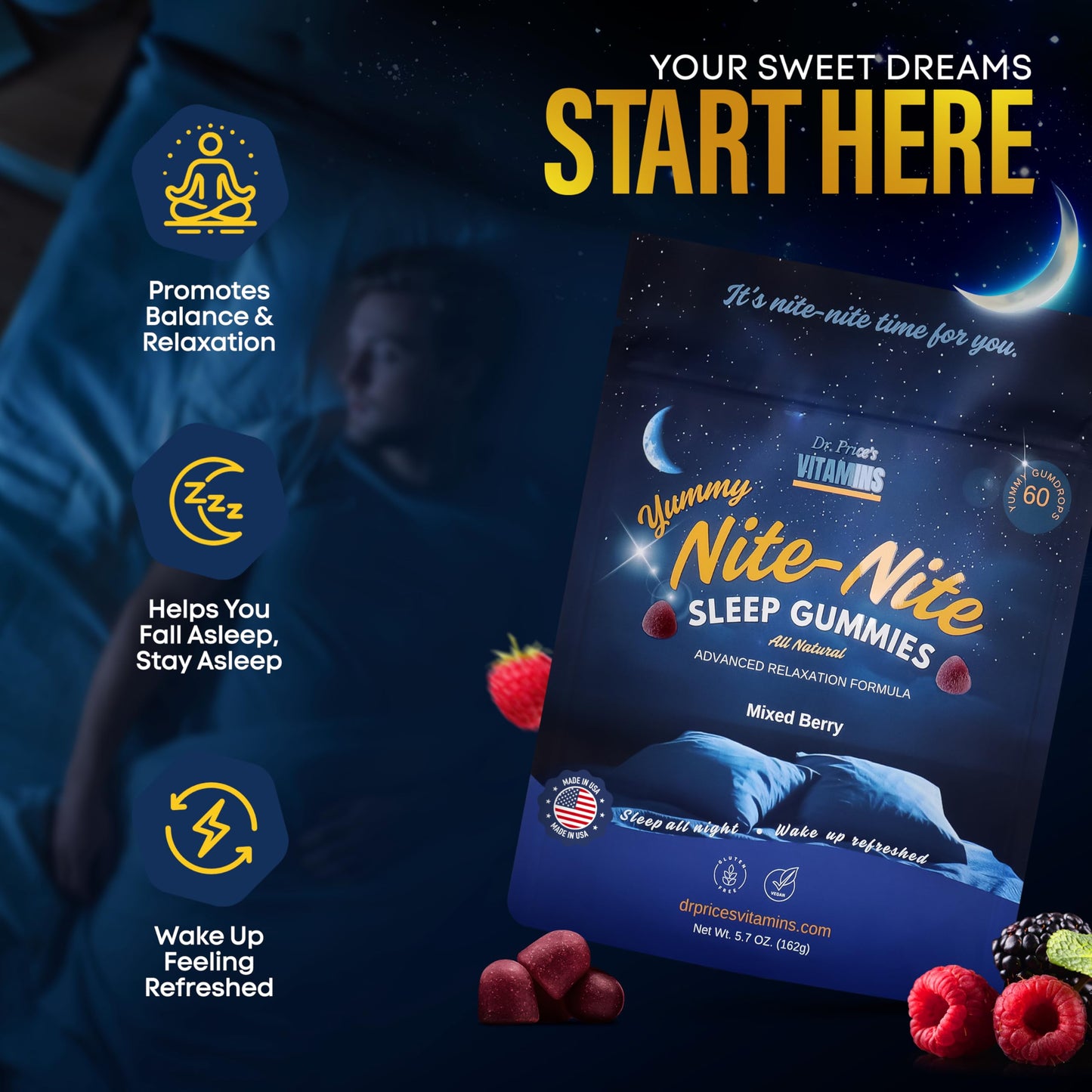 Dr. Price's Vitamins Sleep Gummies for Adults, 60 Gummies