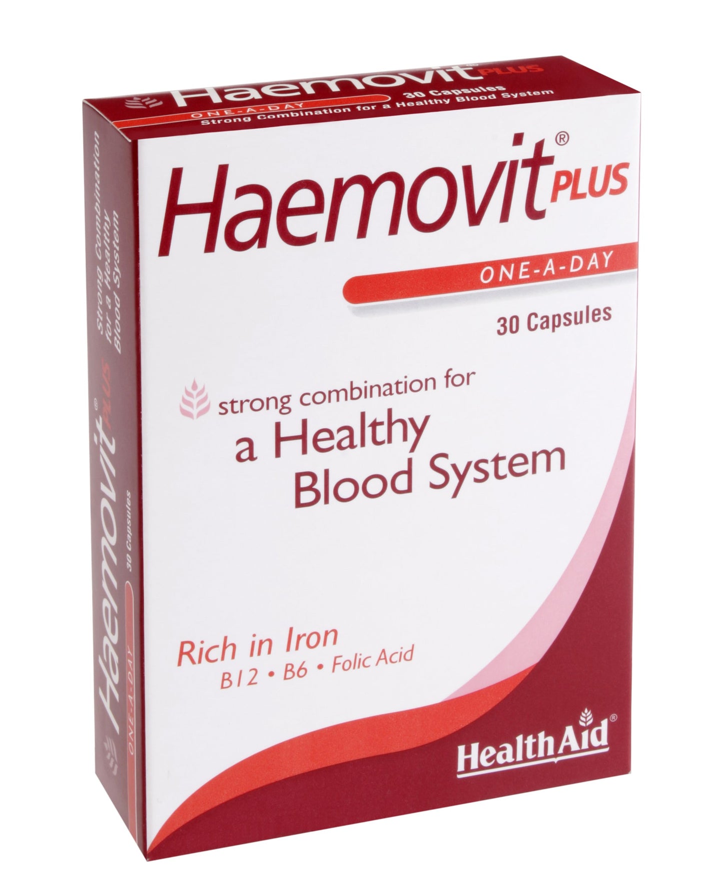 HealthAid Plus Iron, Folic Acid & B12 Capsules, 30 Count