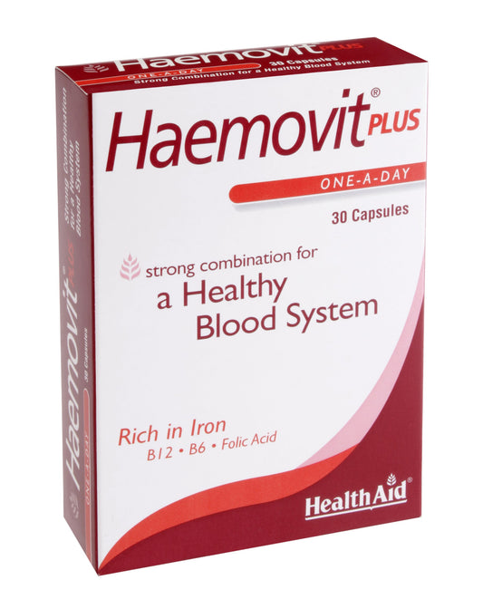 HealthAid Plus Iron, Folic Acid & B12 Capsules, 30 Count