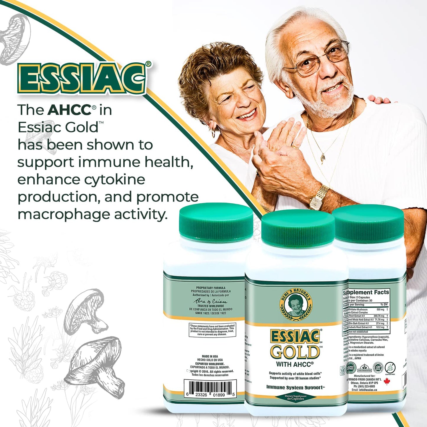 Essiac Essiac Gold with AHCC Premium Immune System Booster Capsule, 60 Capsules