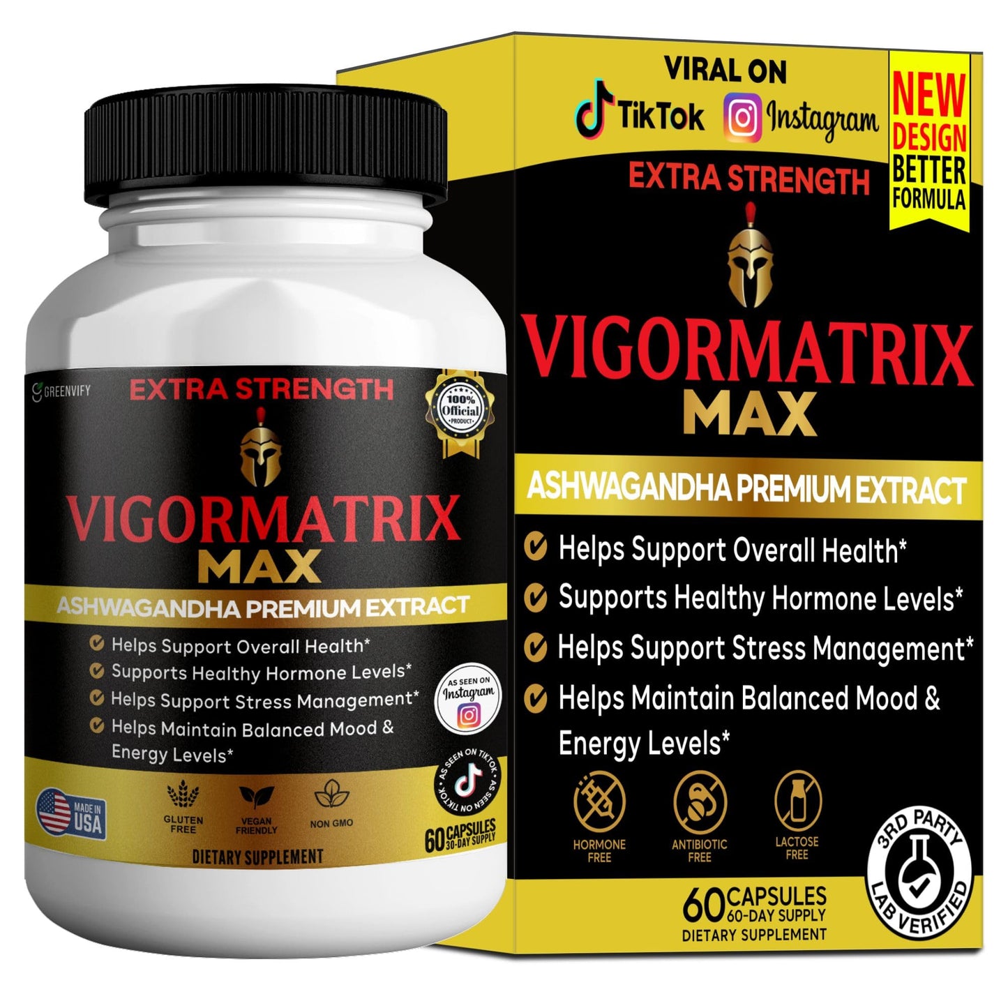 GREENVIFY Vigormatrix Max Ashwagandha Premium Extract, 60 Capsules
