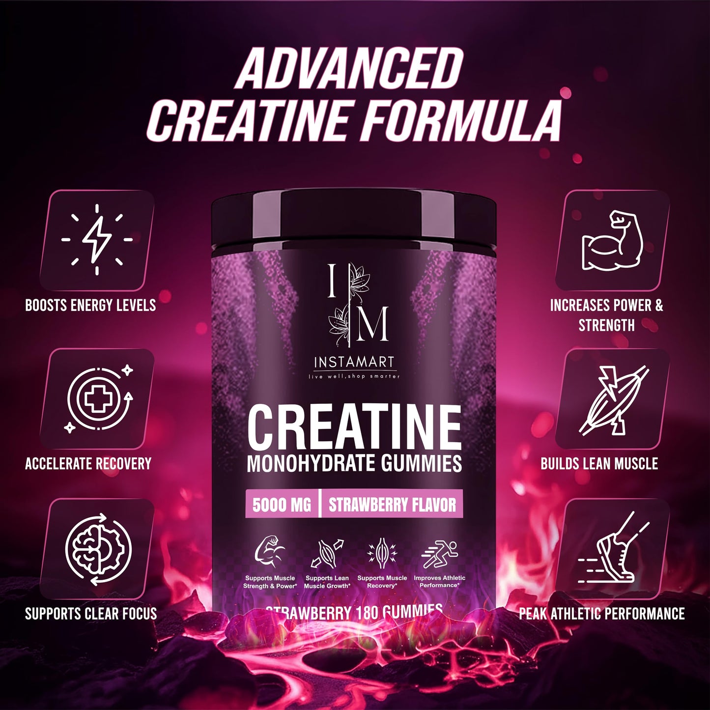 INSTAMART Creatine Monohydrate Gummies 180 Gummies
