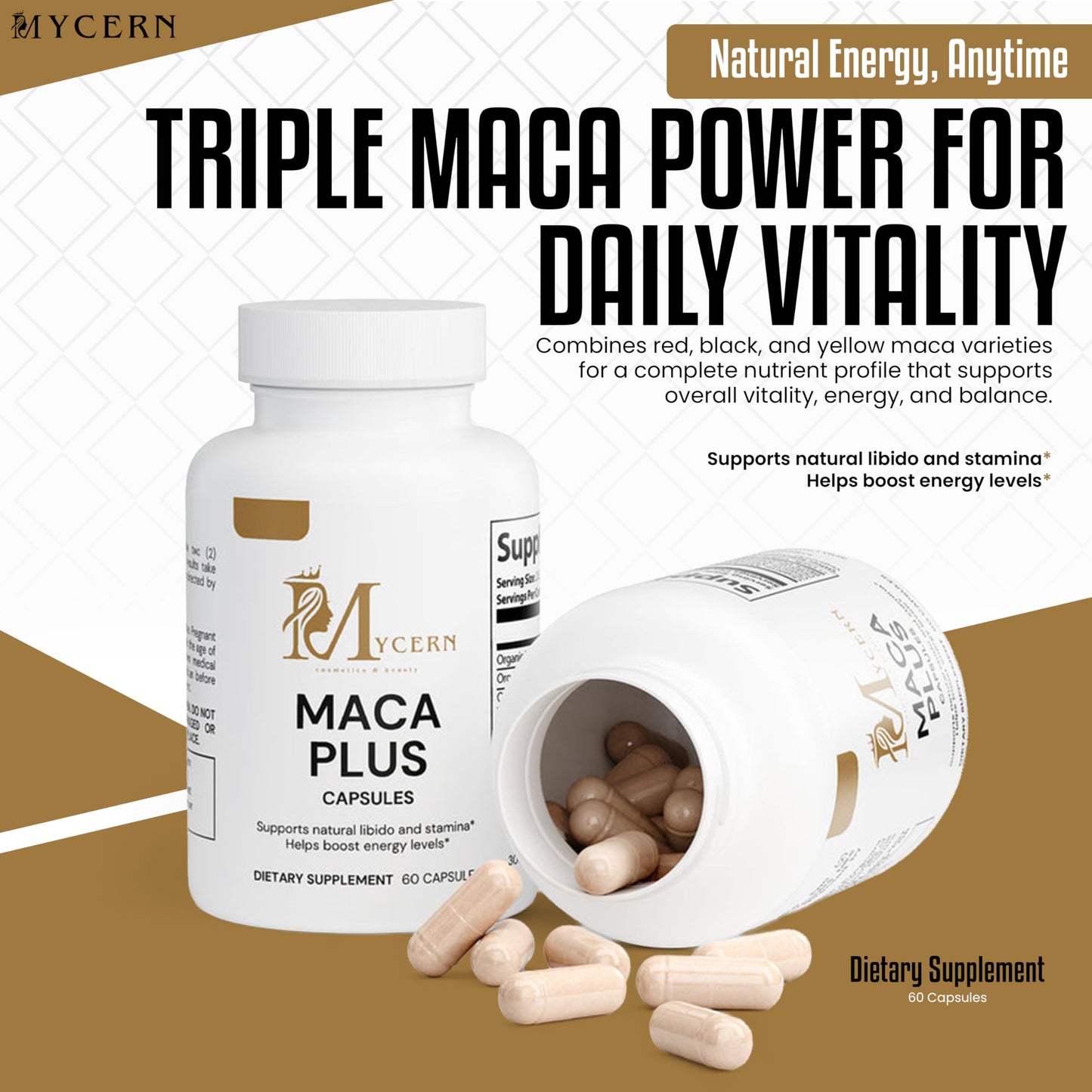 Mycern Maca Plus Capsules, 60 Count