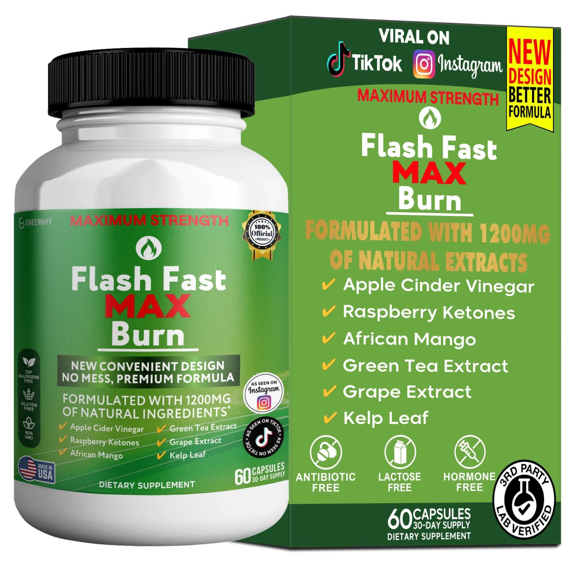 GREENVIFY Flash Fast Max Burn Dietary Supplement Capsule 60 Capsules