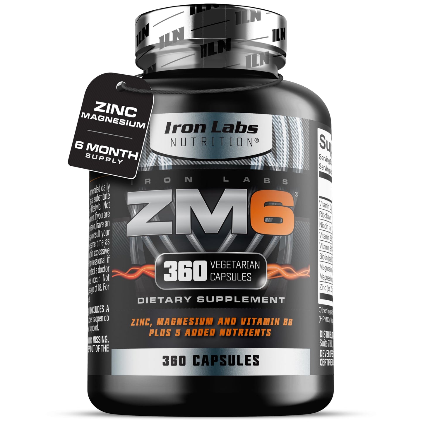 Iron Labs Nutrition ZM6 High Strength Zinc and Magnesium Supplement Capsule 360 Capsules