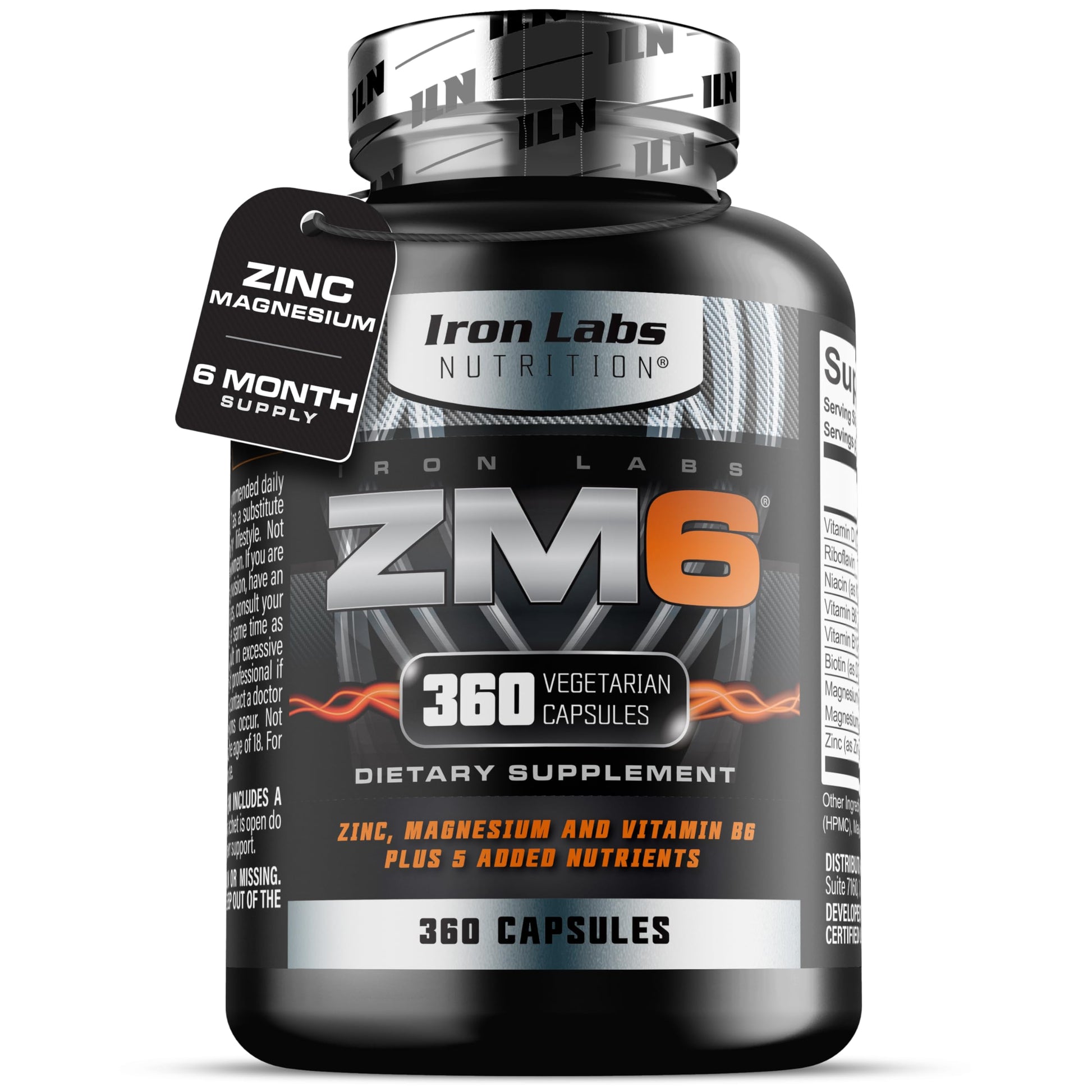 Iron Labs Nutrition ZM6 High Strength Zinc and Magnesium Supplement Capsule 360 Capsules