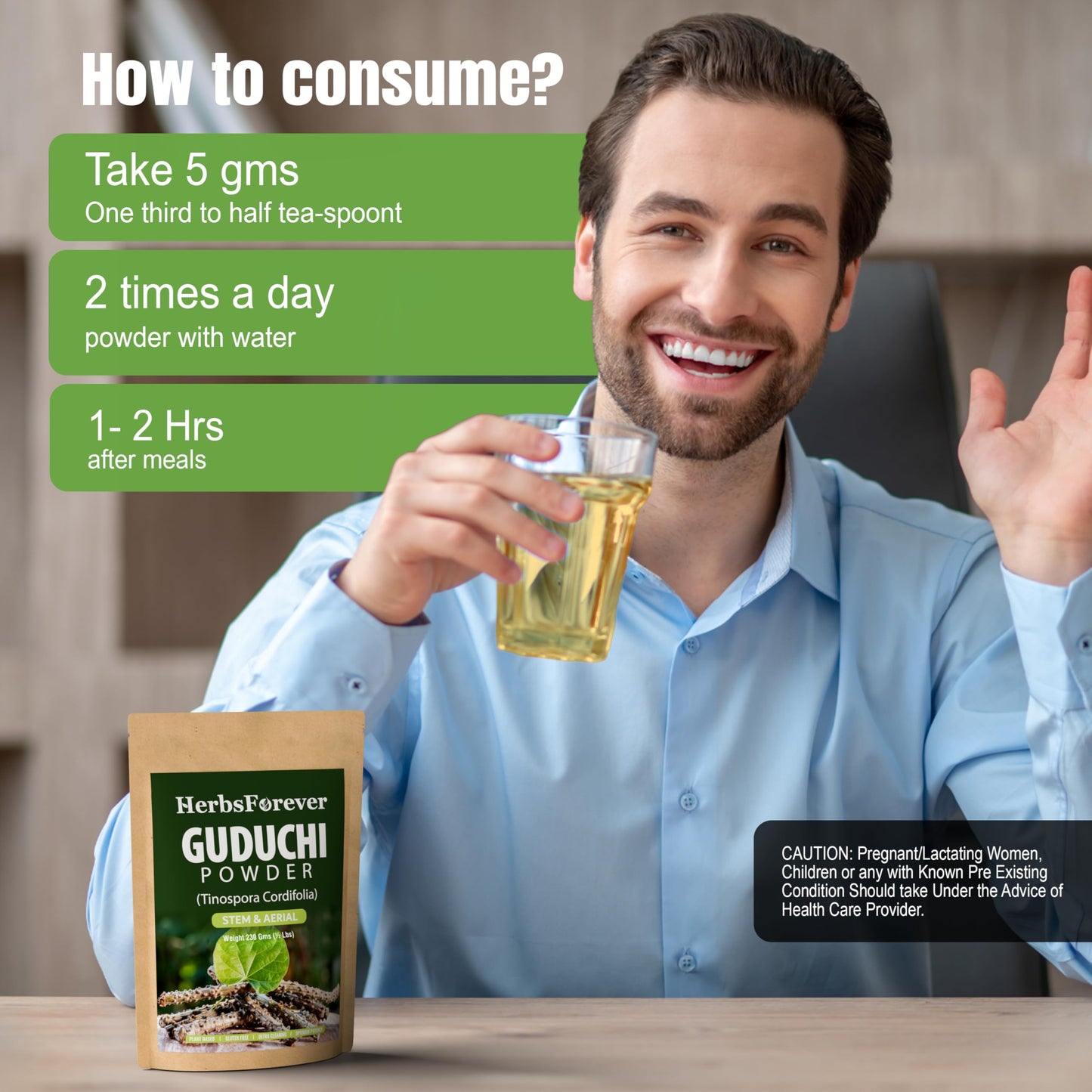 Herbsforever Guduchi (Tinospora Cordifolia) Powder, Ayurvedic Herbal Supplement, 8.11 oz