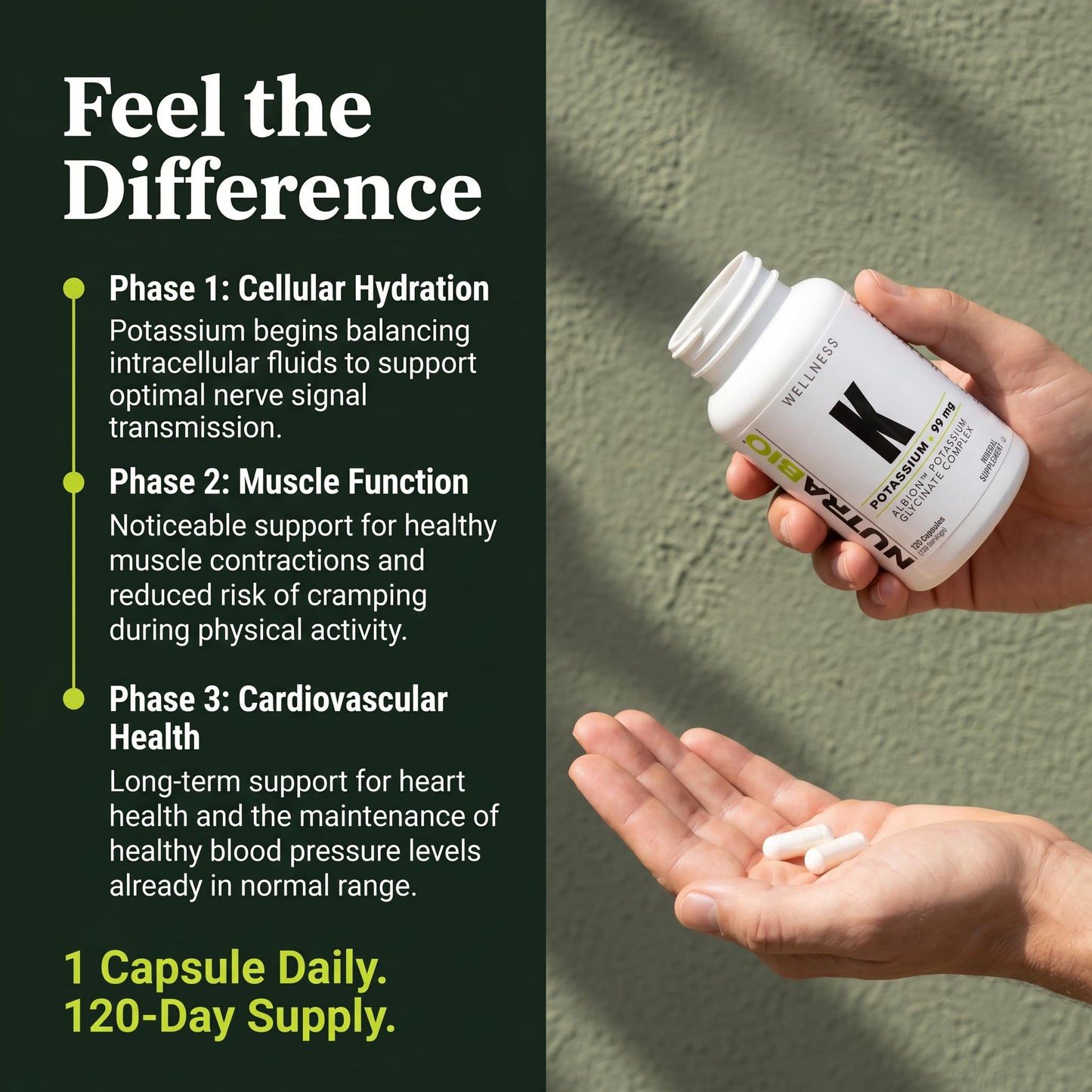 NutraBio Potassium Complex Capsules 120 Count