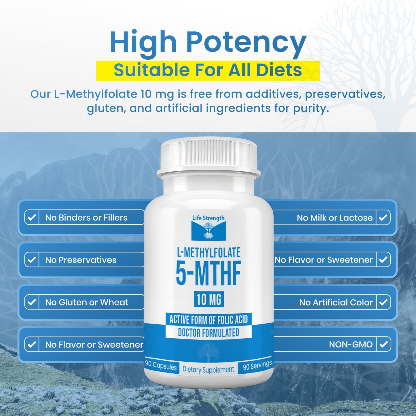 LifeStrength L-Methylfolate 10mg, 90 Capsules