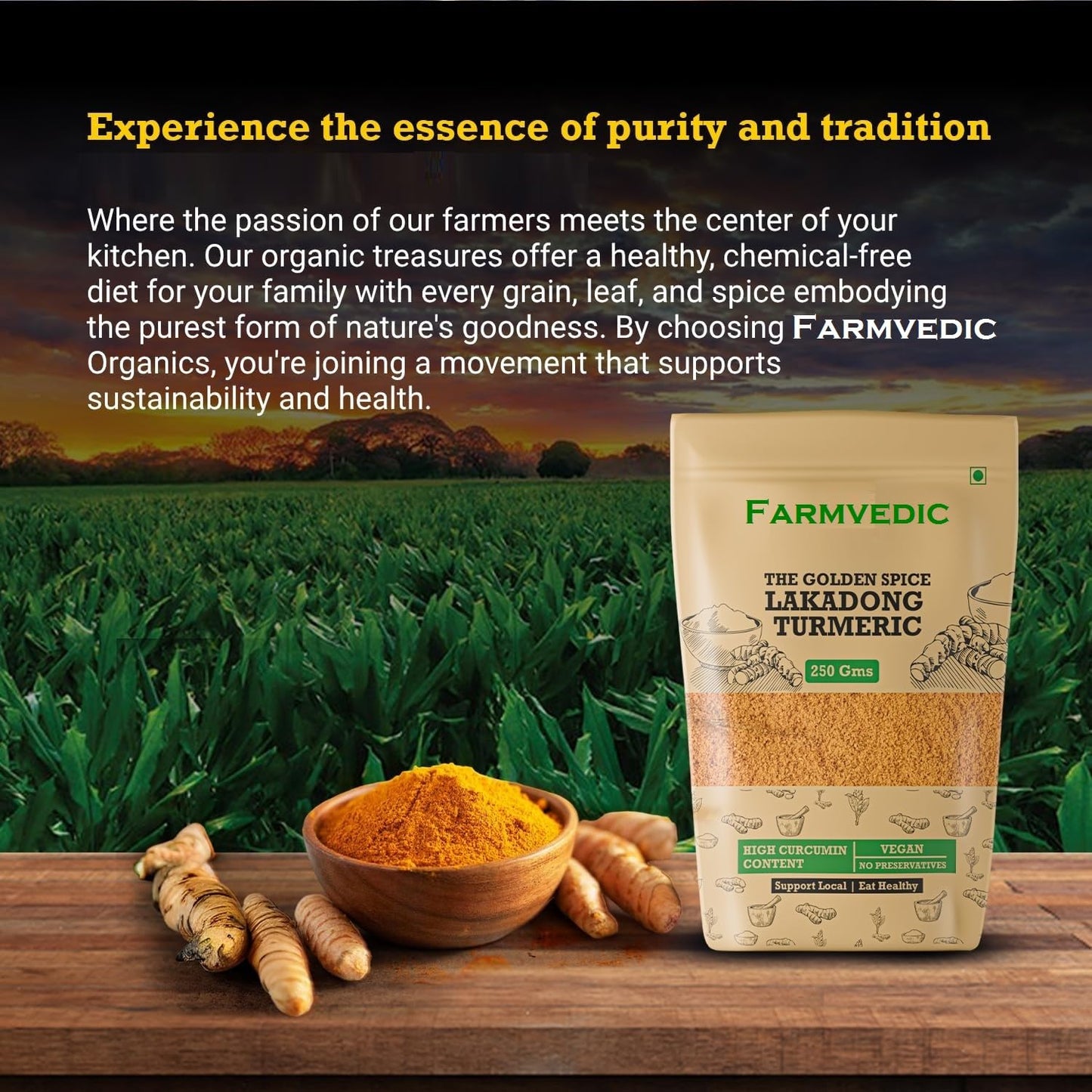 Farmvedic Lakadong Turmeric Powder for Face Skin Powder 8.81