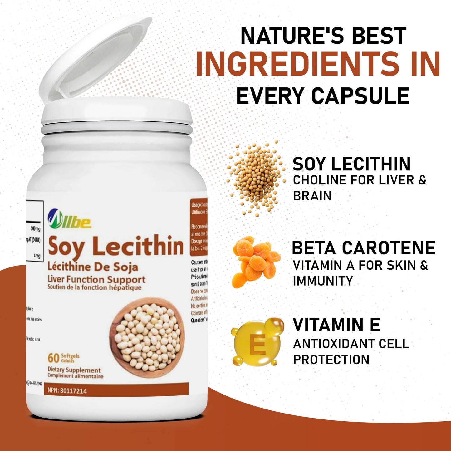 Allbe Soy Lecithin Softgels, 240 Softgels