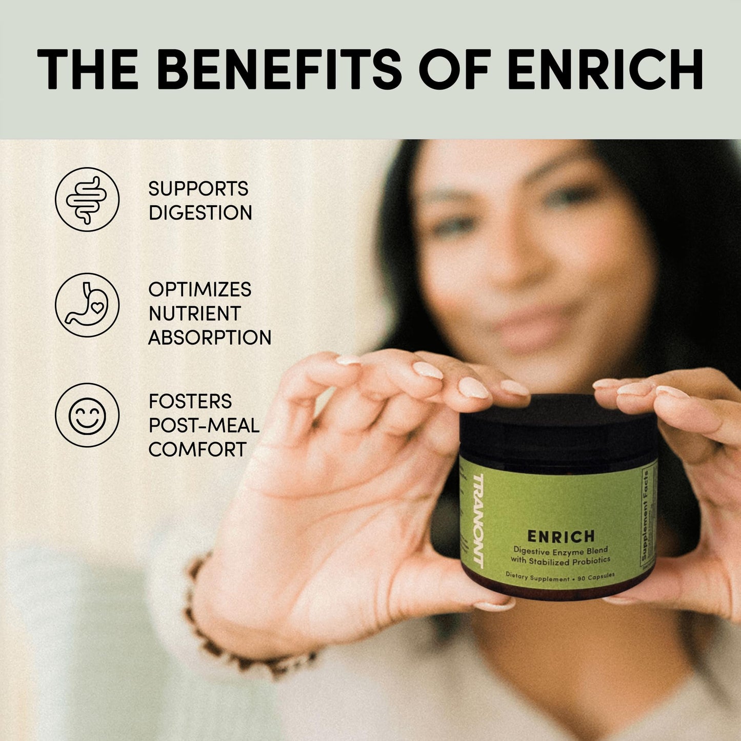 Tranont Enrich Digestive Enzymes with Probiotics & Prebiotics, 90 Capsules