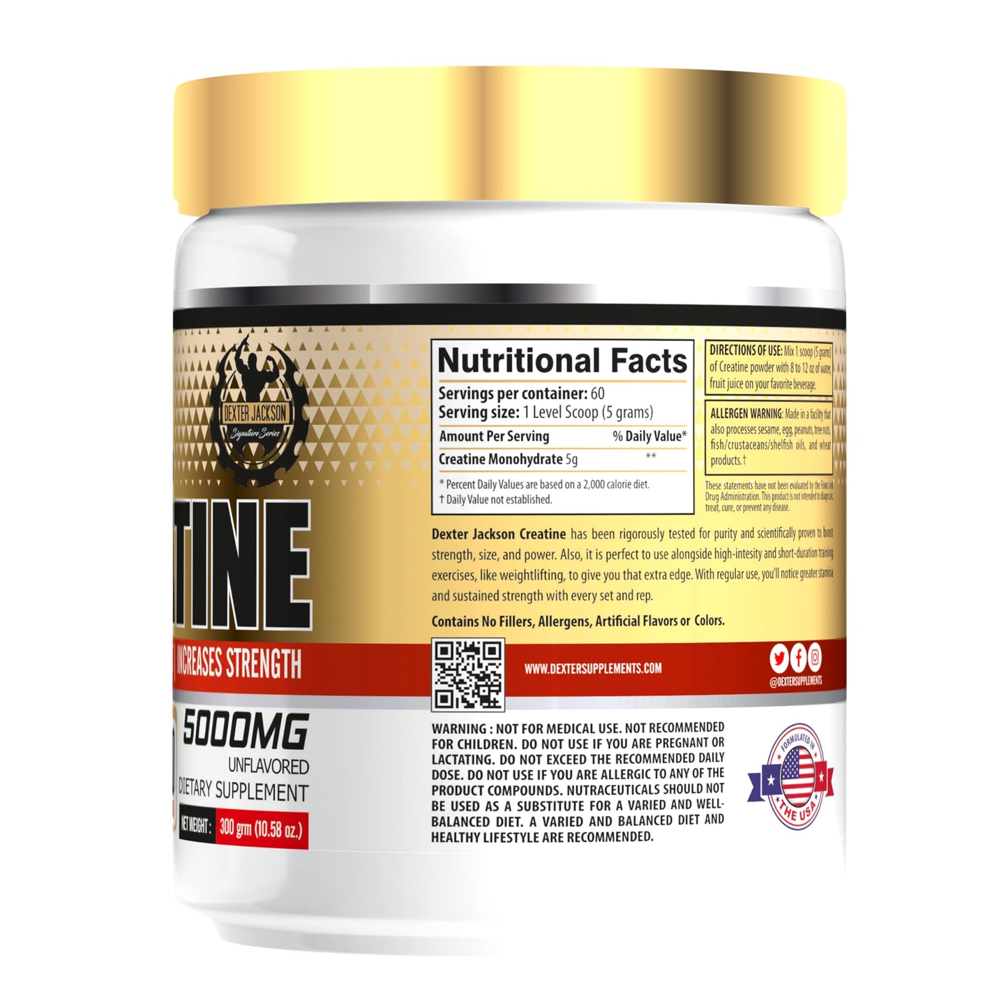DEXTER JACKSON Gold Series Creatine Monohydrate Powder 10.58 Ounce