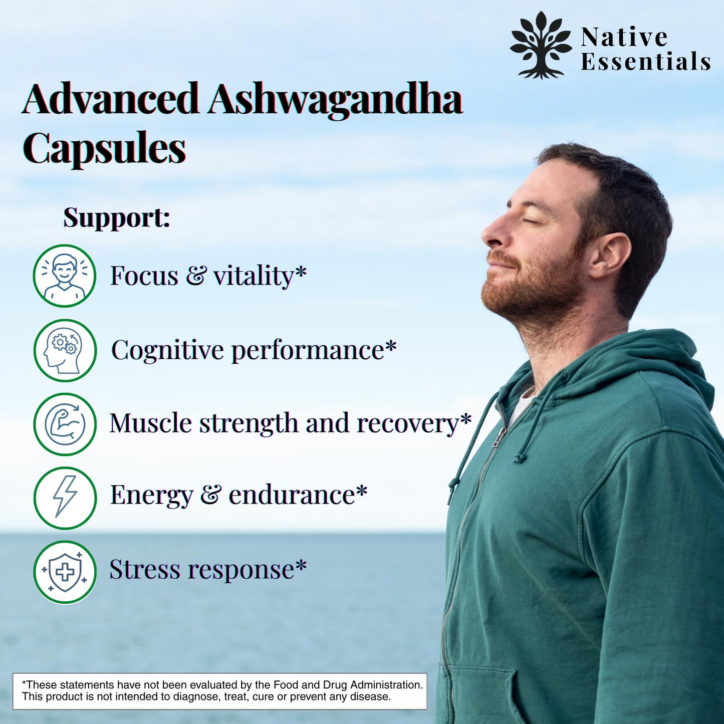 Native Essentials Ashwagandha 1000mg - Balance Energy Focus Support, 1 Capsule