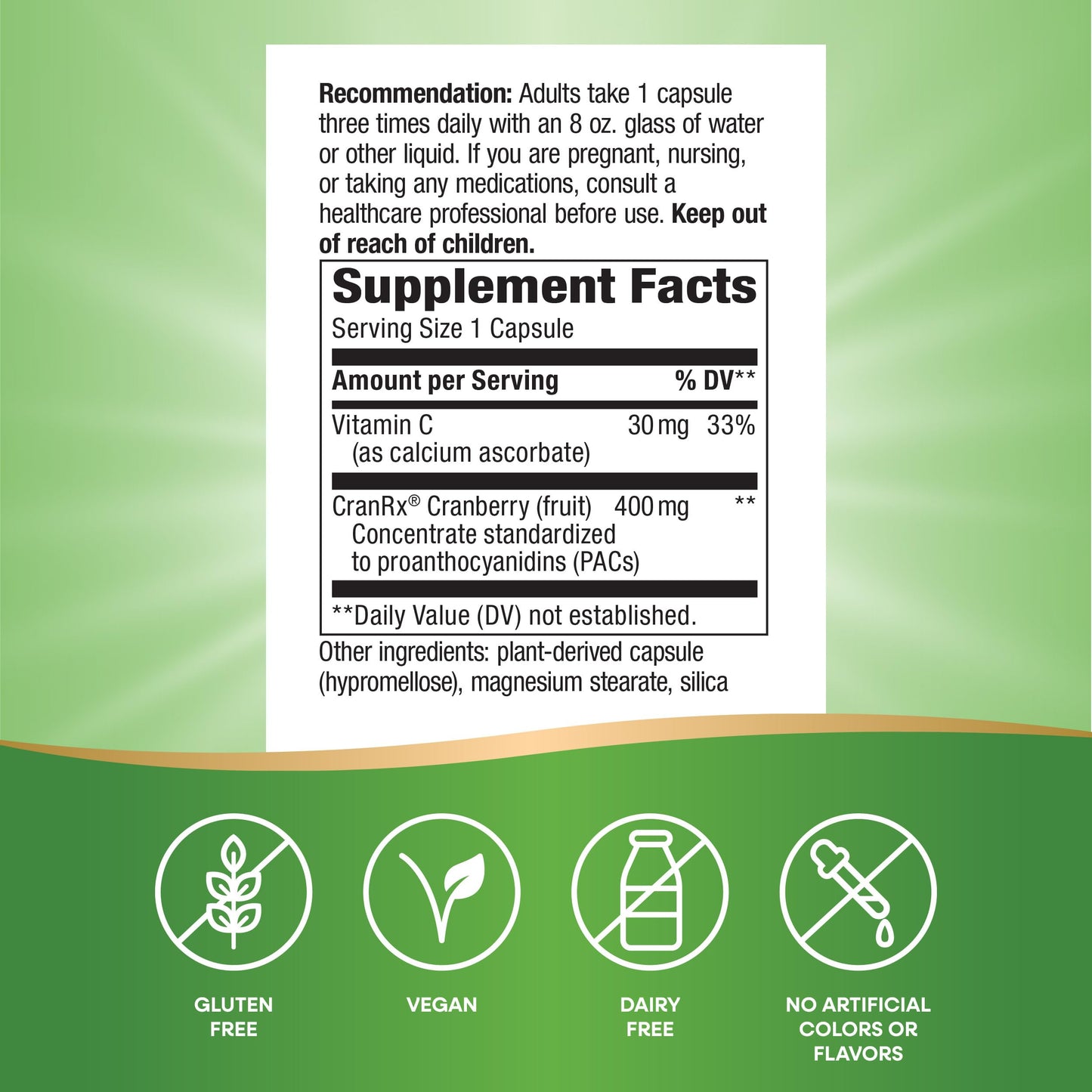 Nature's Way Premium Blend Cranberry Urinary Tract Health Support Capsules, 60 Count