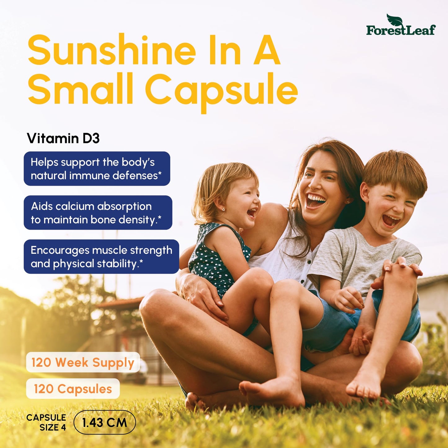 ForestLeaf Vitamin D3 50,000 IU Capsule, 120 Count