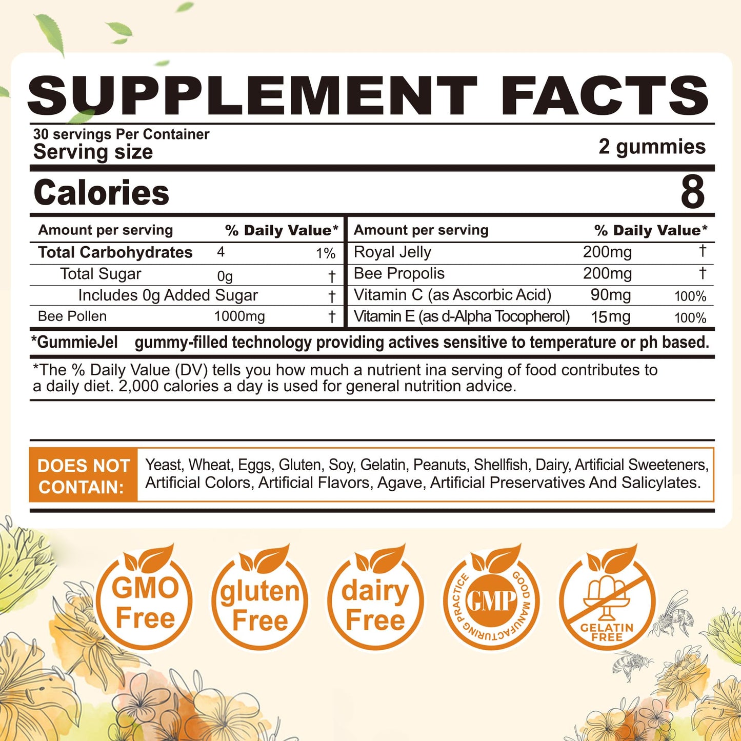 Nextdia Bee Pollen Gummies for Breast Growth Organic 1000mg, Vegan Super Methylated B Complex Vitamin, 180 Count