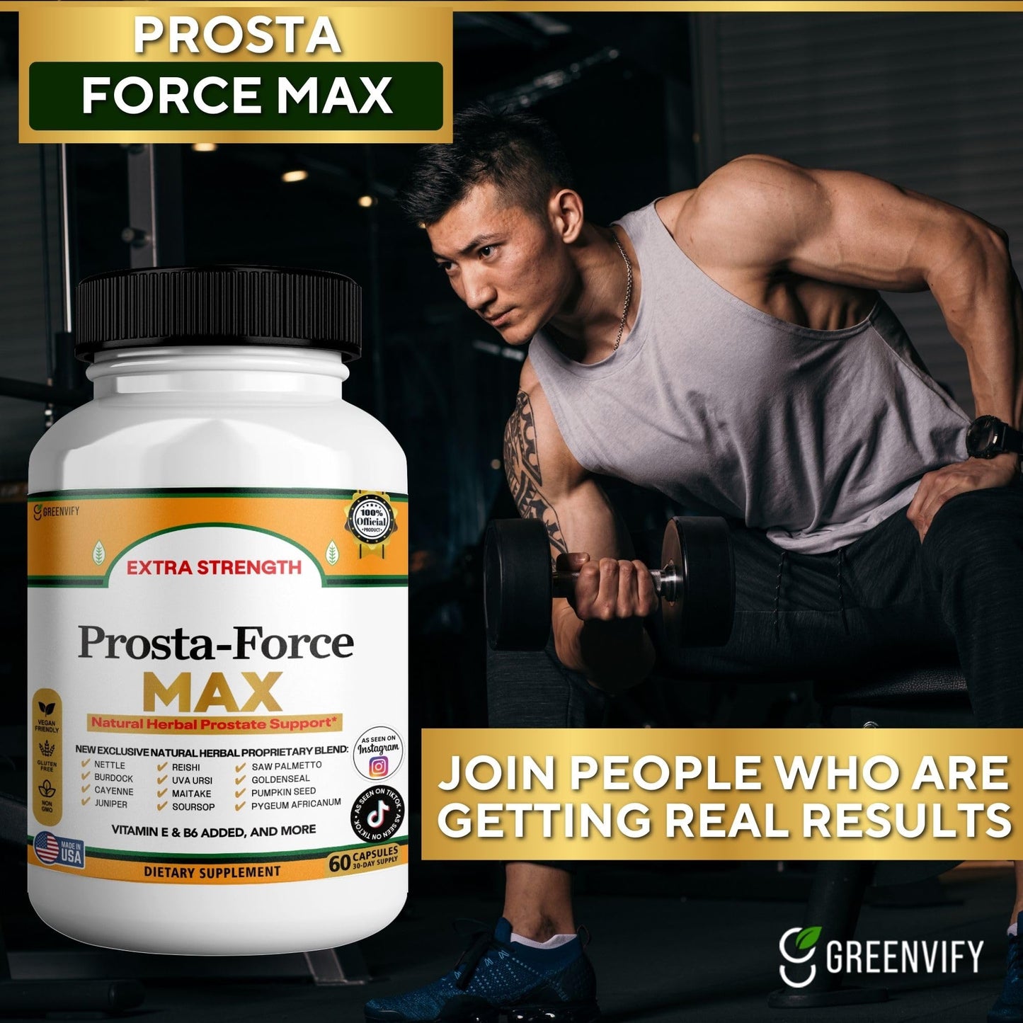 GREENVIFY Prosta-Force Max Extra Strength Prostate Support Capsule 60 Capsules