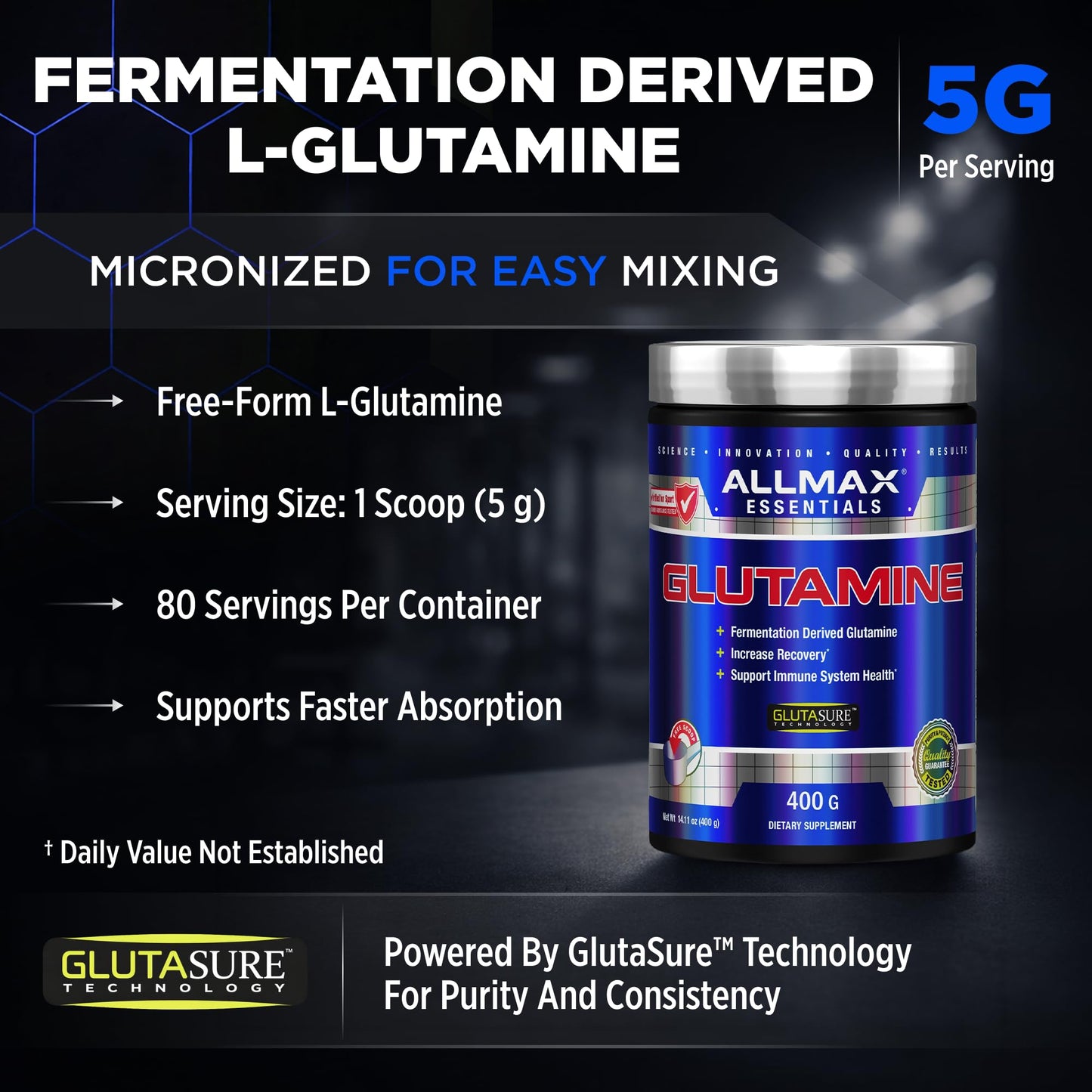 ALLMAX L-Glutamine Powder 14.1 Ounces