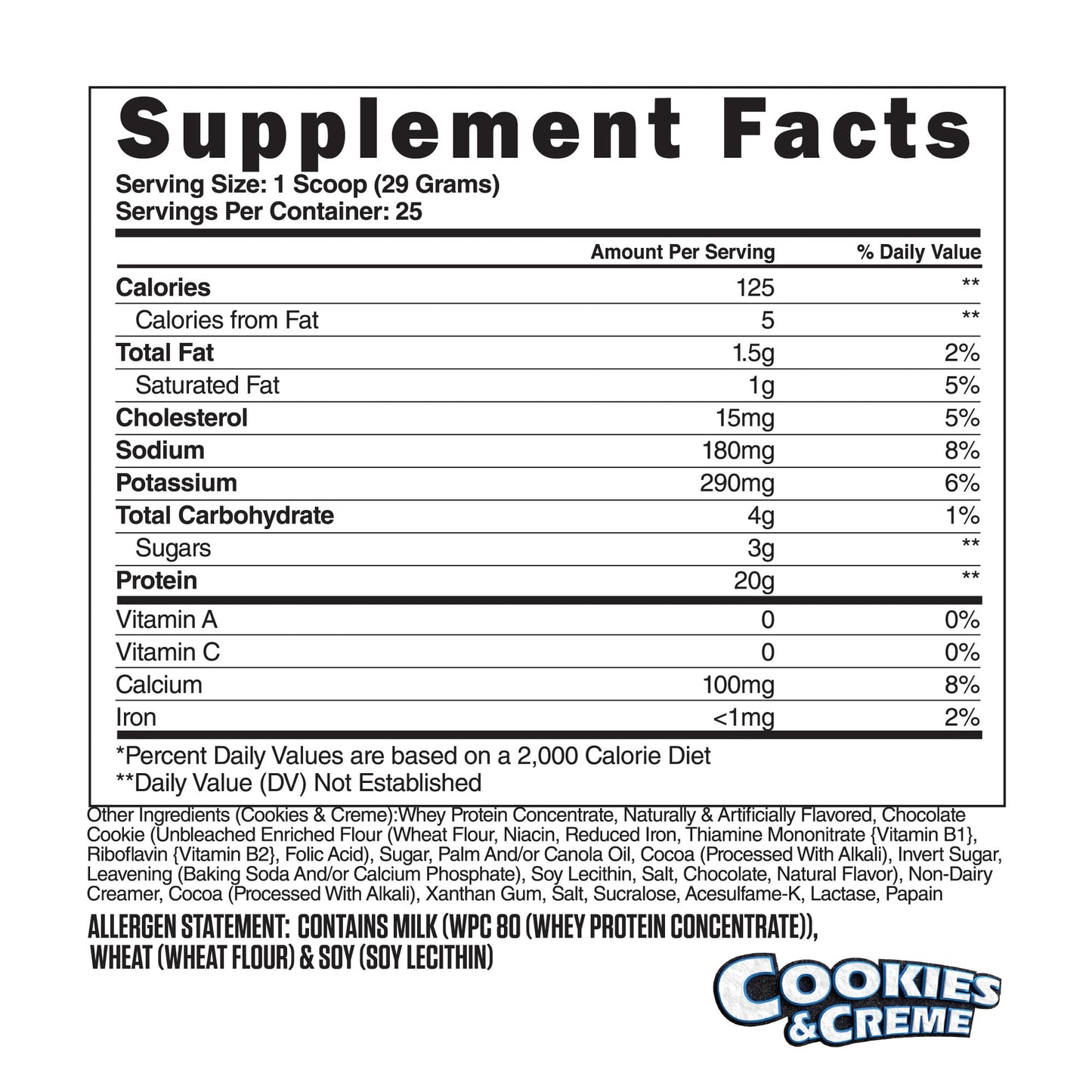 Steel Supplements Whey-Pro 100% Pure Whey Protein Powder Cookies & Creme, 25 Servings
