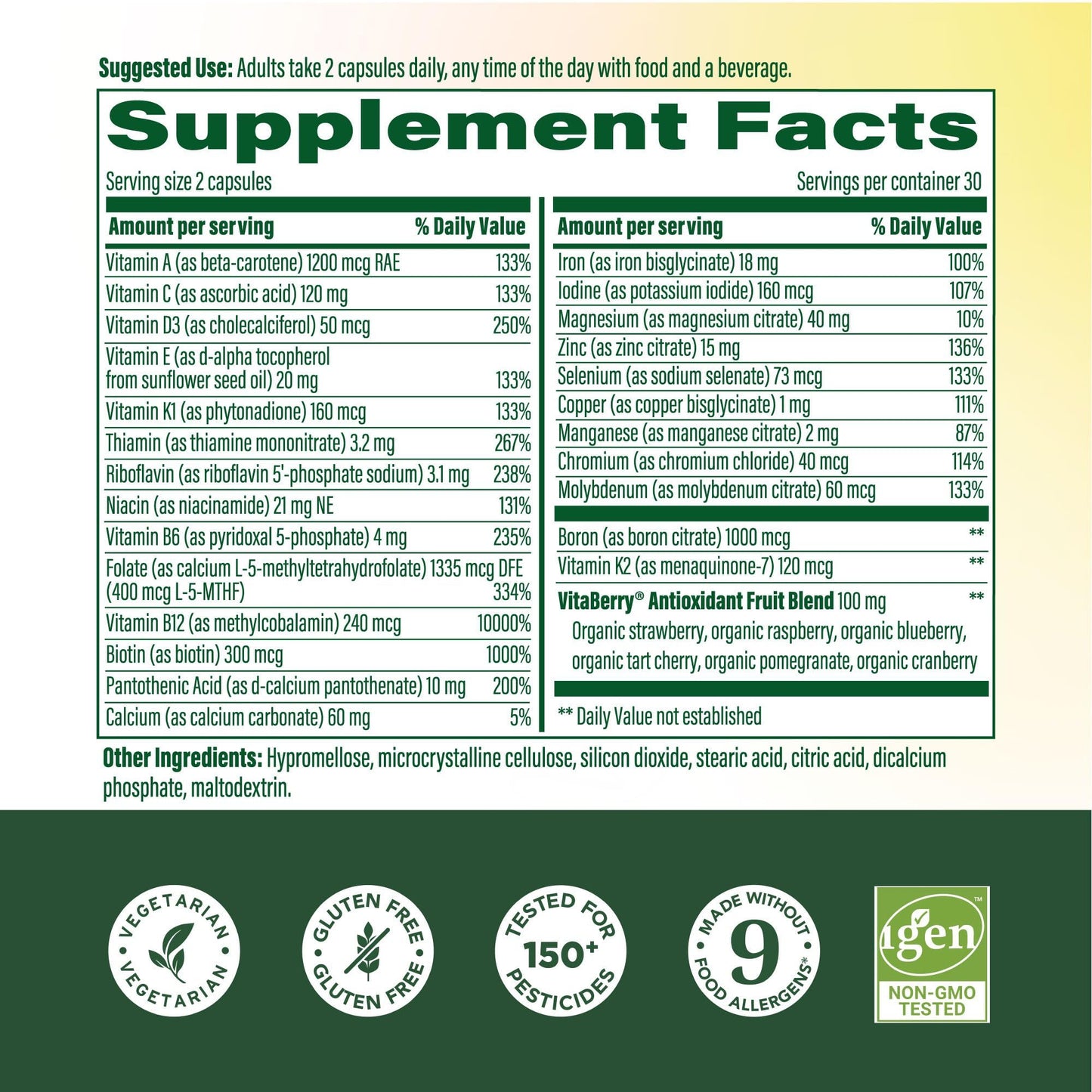 MegaFood Whole Body Multivitamin for Women with 25 Nutrients Capsule 60 Count