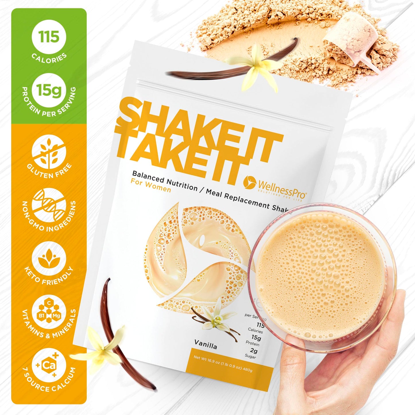 WellnessPro Women's Meal Replacement Shake Powder 16.9 Servings