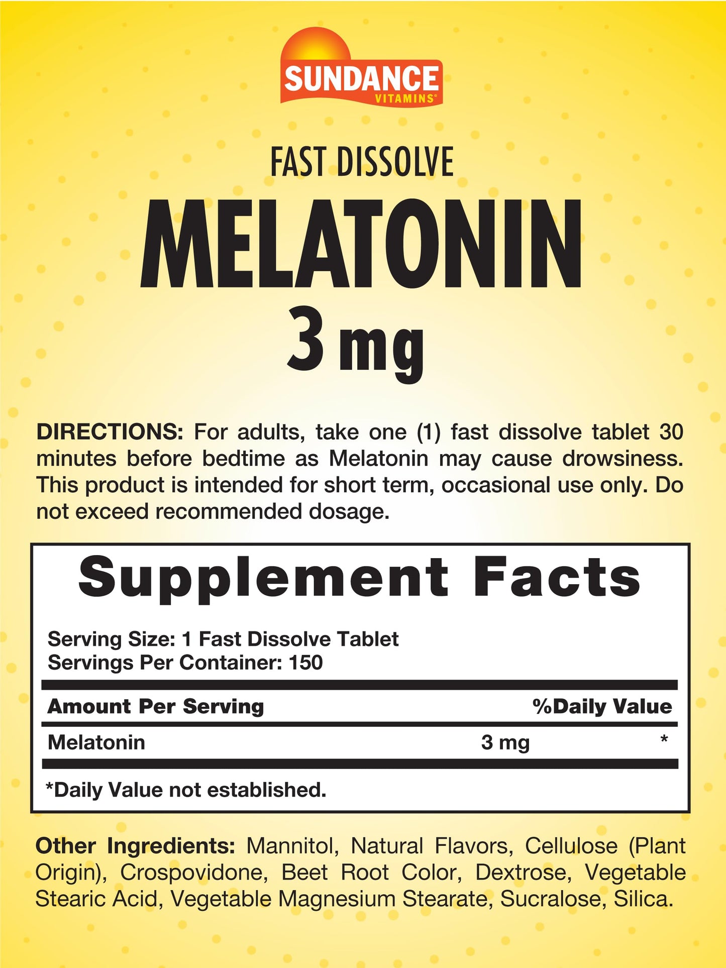 Sundance Melatonin Fast Dissolve Tablet 150 Tablets