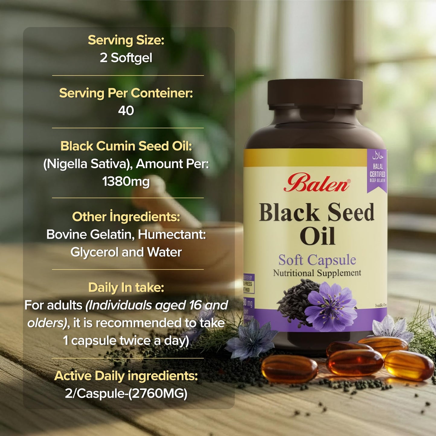 Balen Black Seed Oil Capsule, 80 Capsules