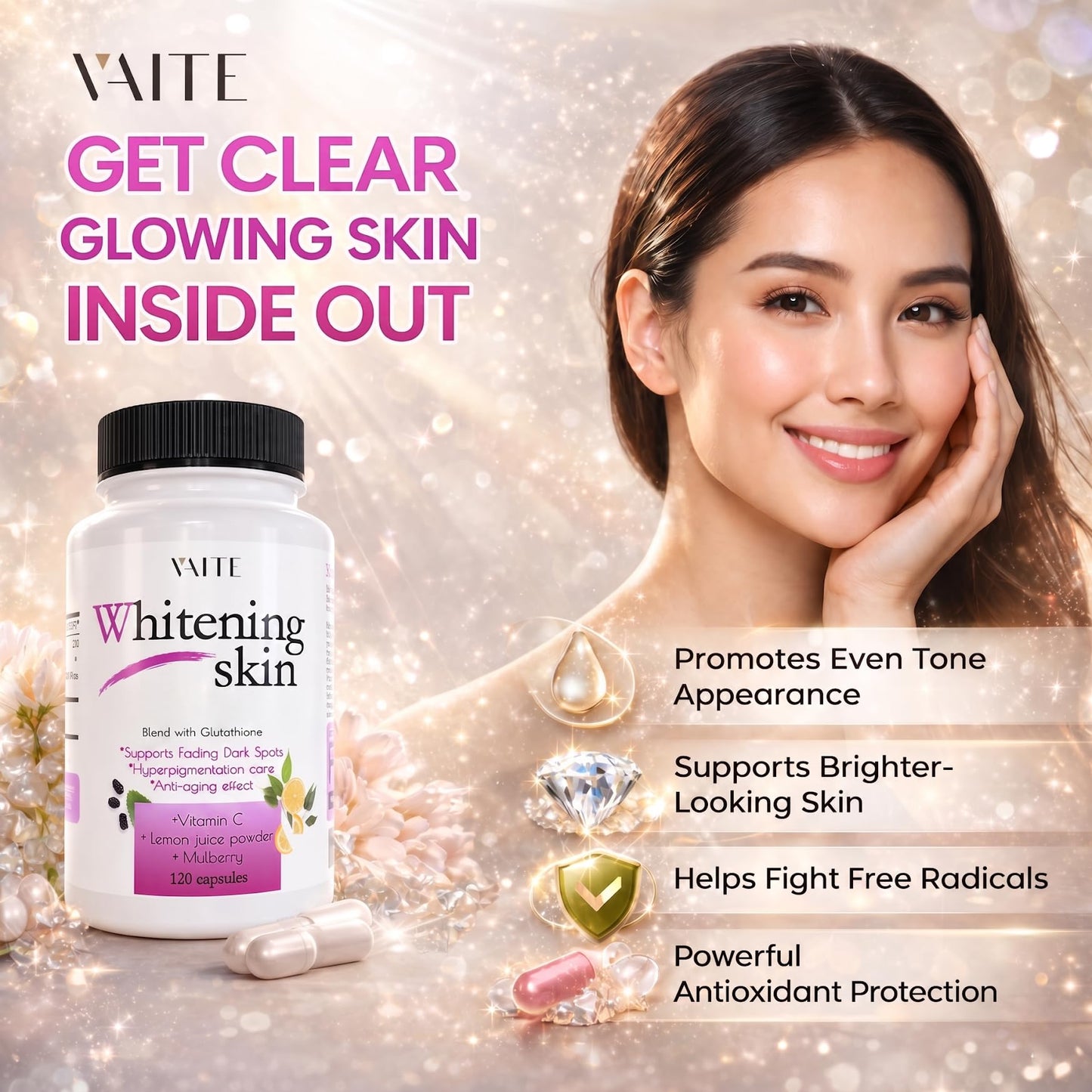 VAITE Glutathione Whitening 120 Capsules