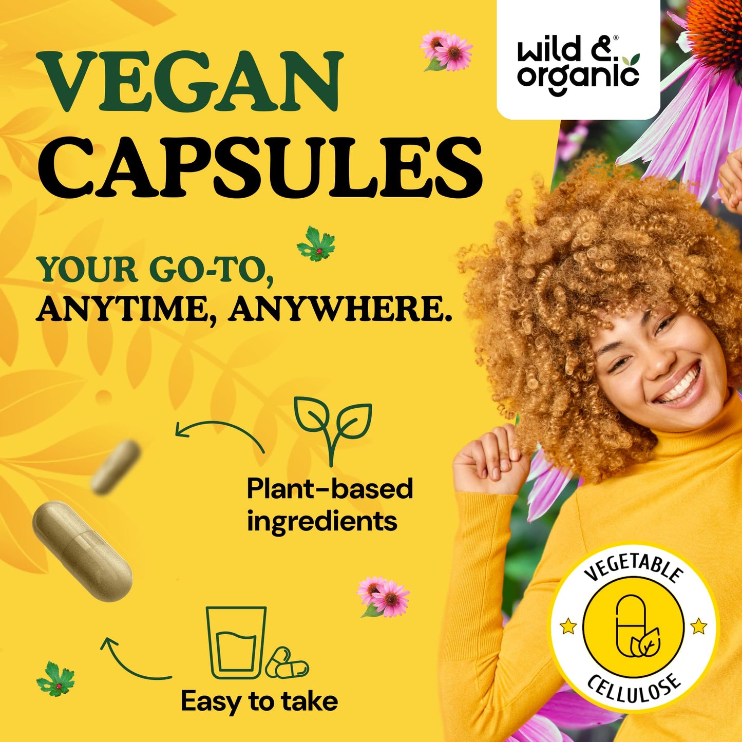 Wild & Organic Echinacea Goldenseal Capsules, 60 Count