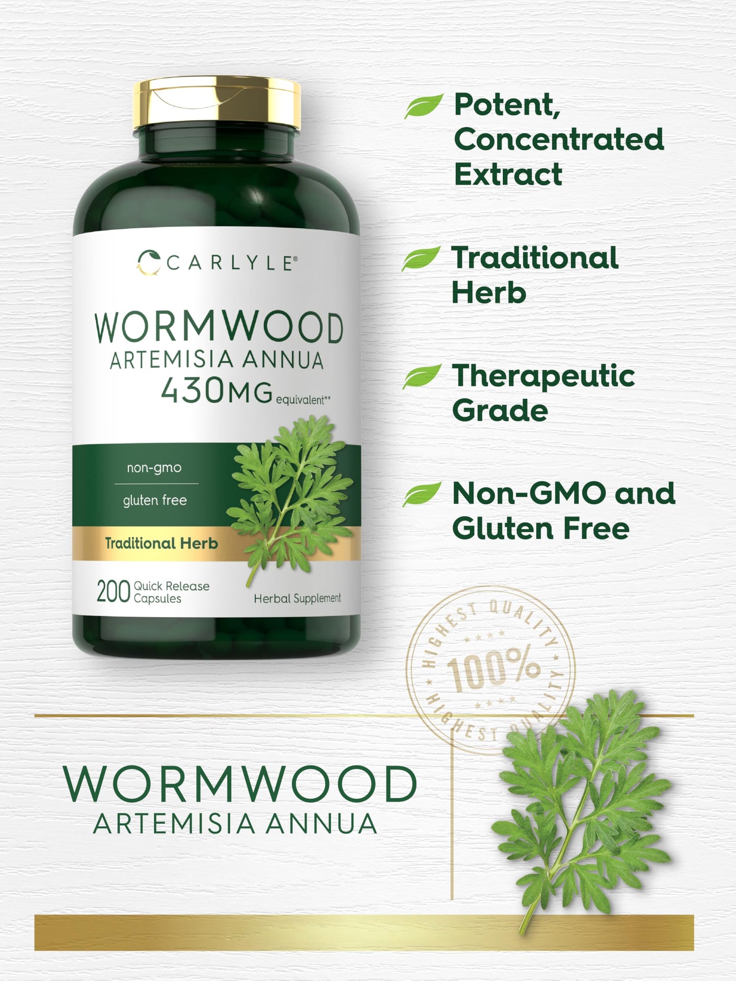 Carlyle Wormwood Capsules 200 Count