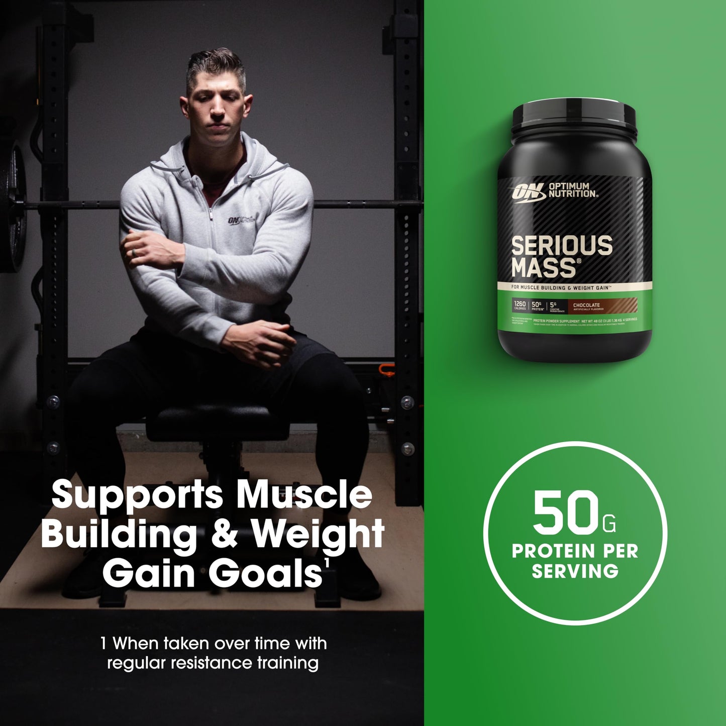 Optimum Nutrition Serious Mass Weight Gainer Protein Powder, 48