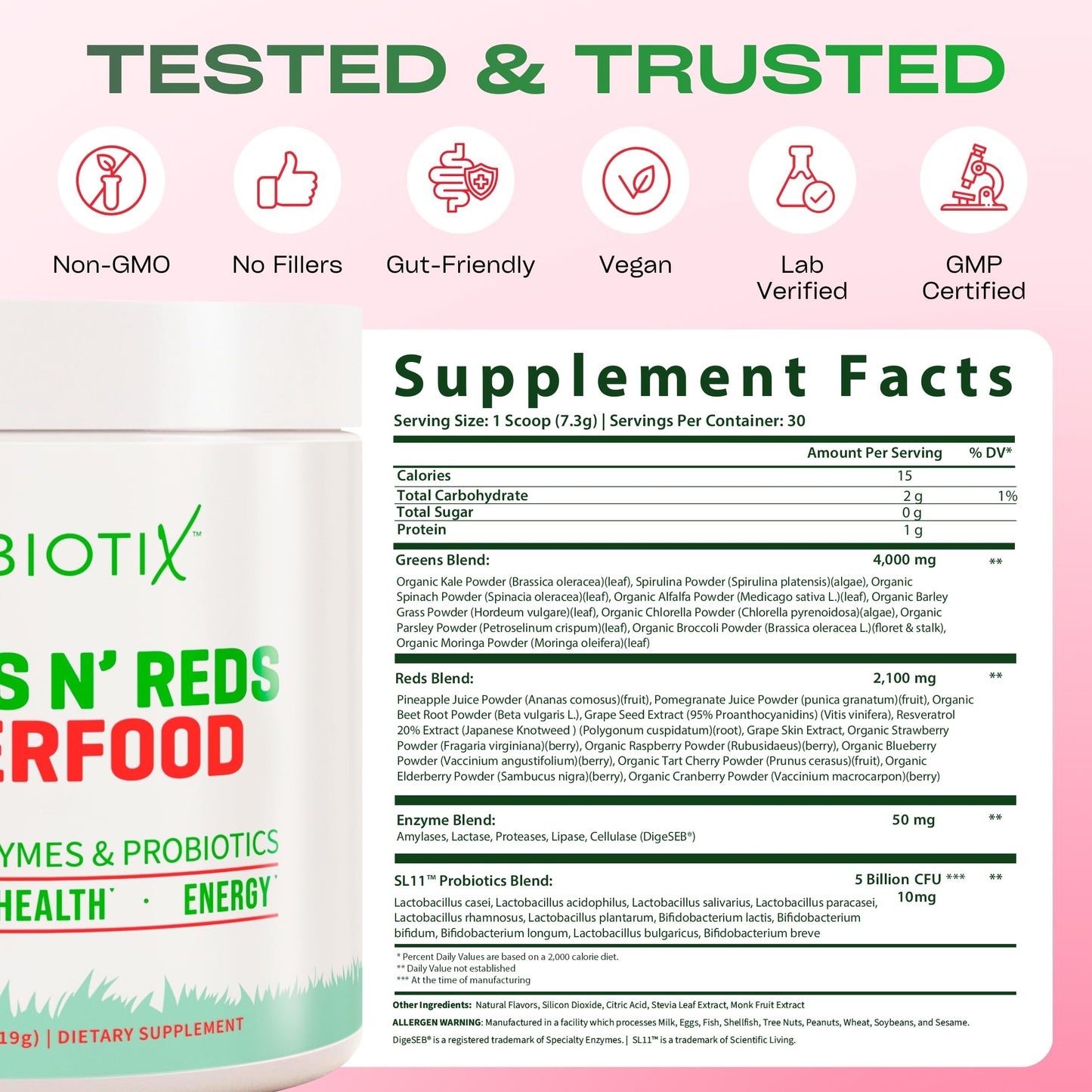 GOBIOTIX Super Greens Powder 2-Pack, Pomegranate Raspberry
