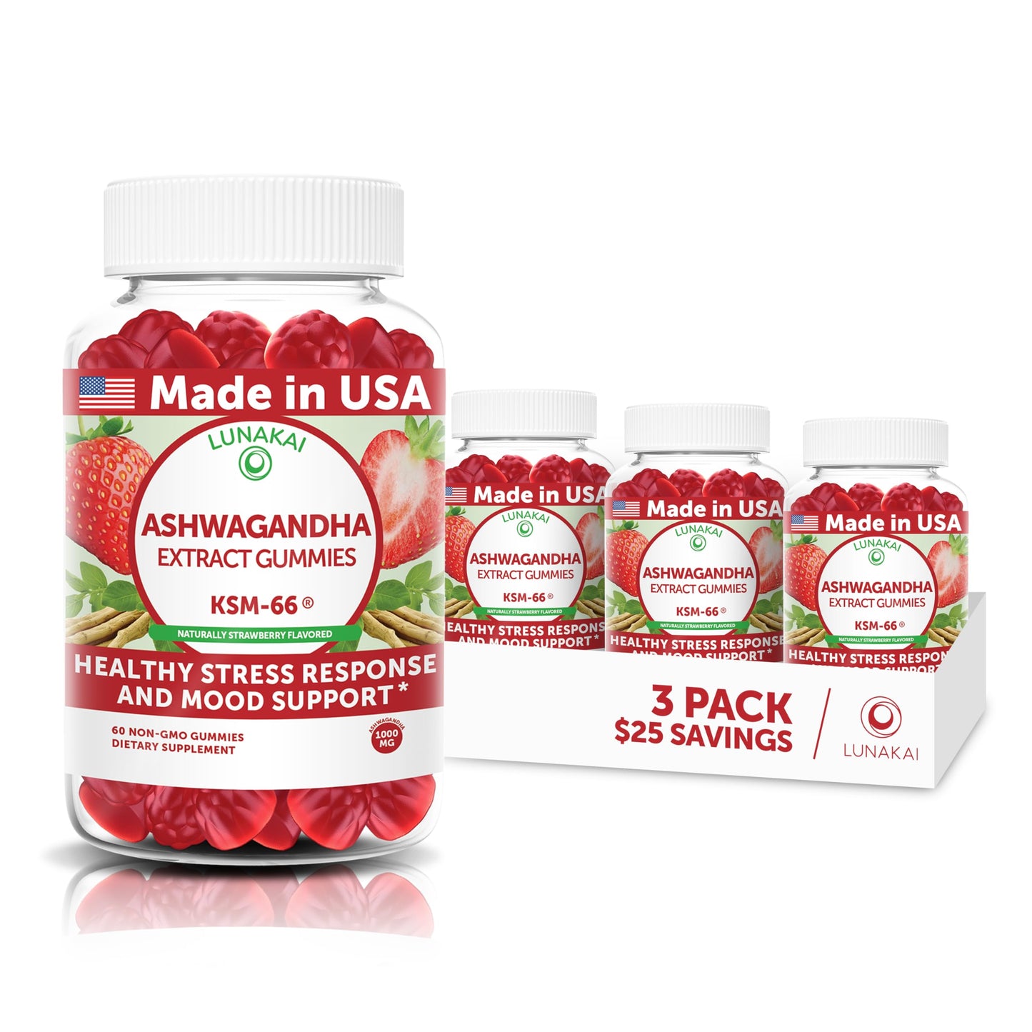 Lunakai KSM-66 Ashwagandha Gummies 60 Count