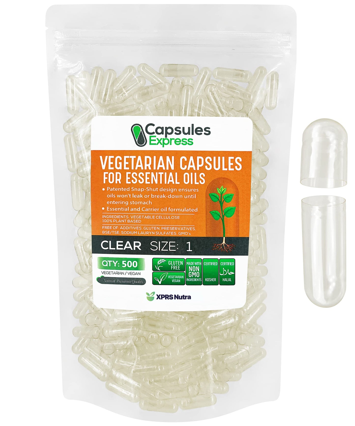 XPRS Nutra Empty Vegan Capsules Capsule, 500 Count