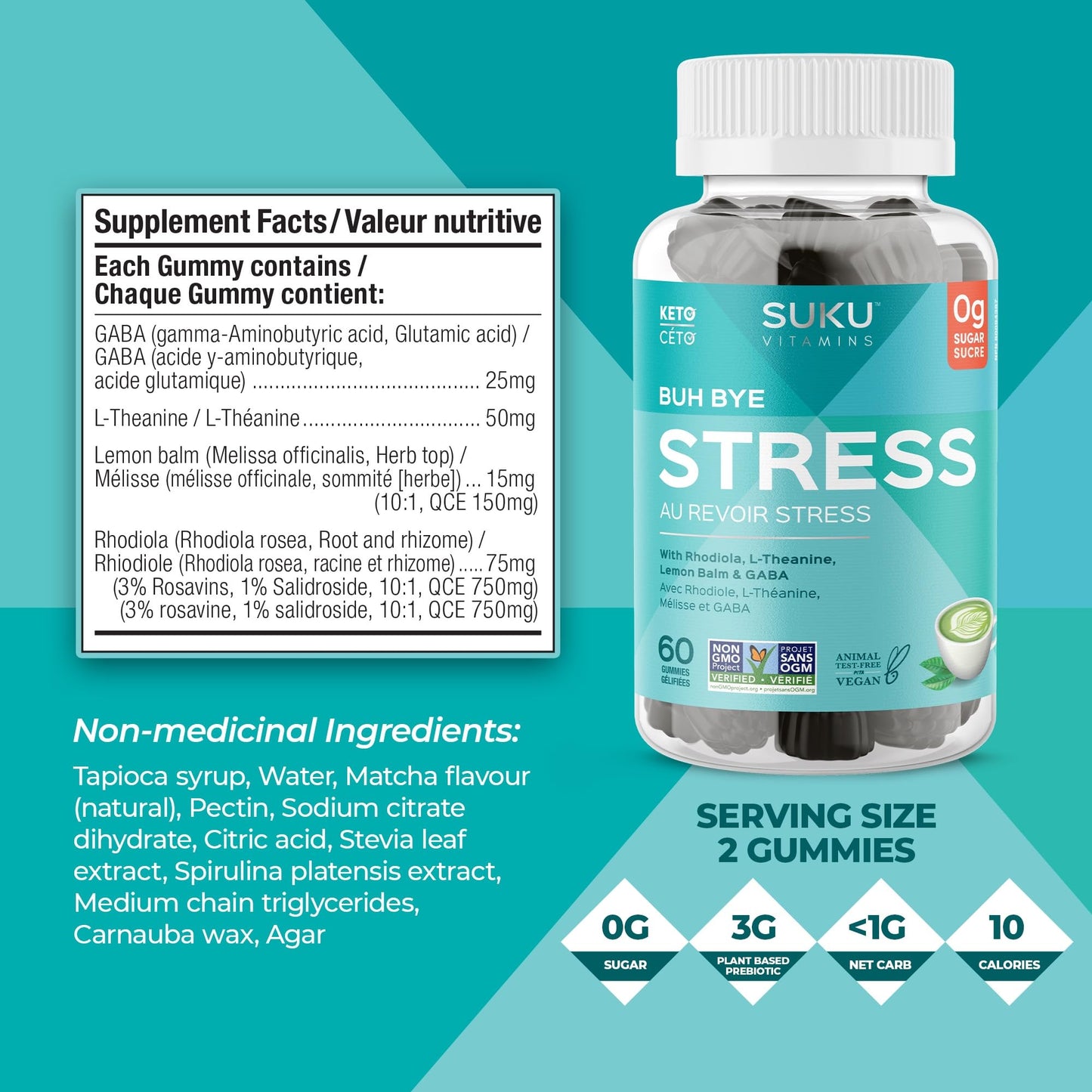 SUKU Buh Bye Stress Gummy Vitamins, 50 Count