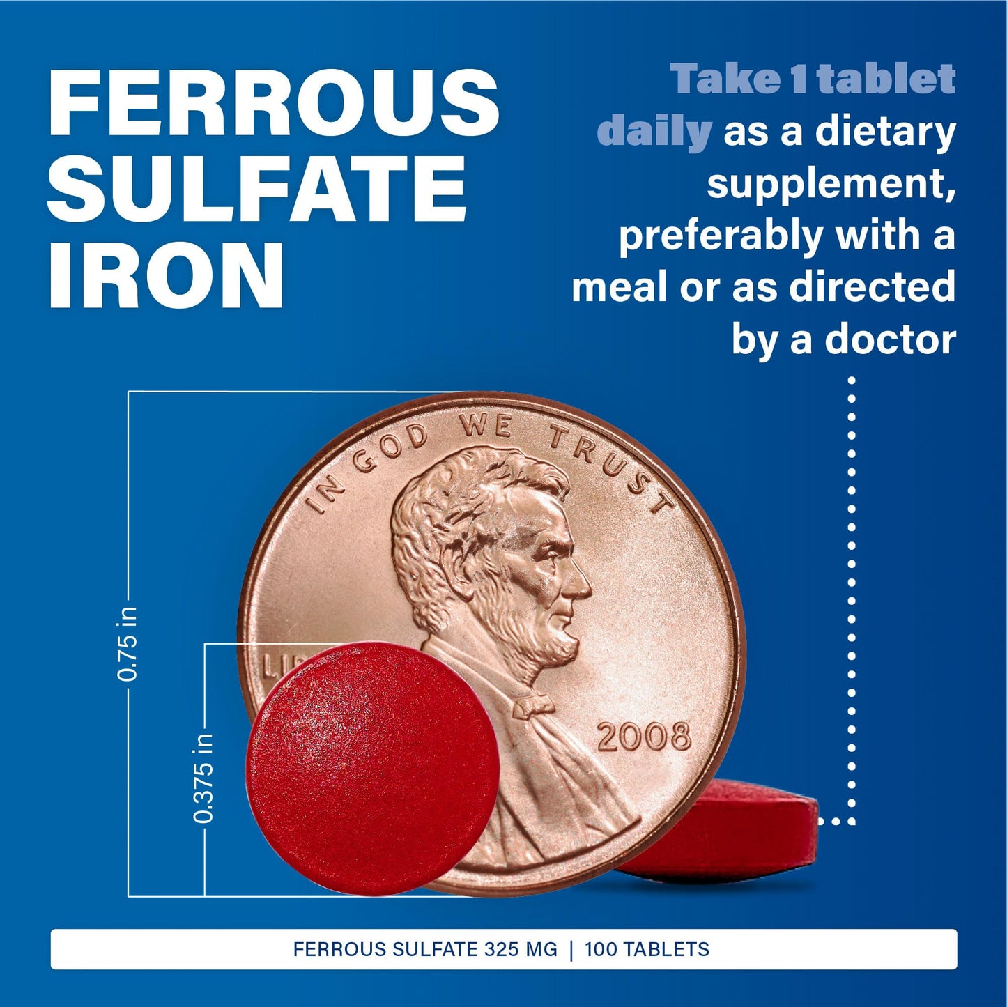 MAJOR Ferosul Ferrous Sulfate 325mg Tablets with 65mg Elemental Iron, 300 Count