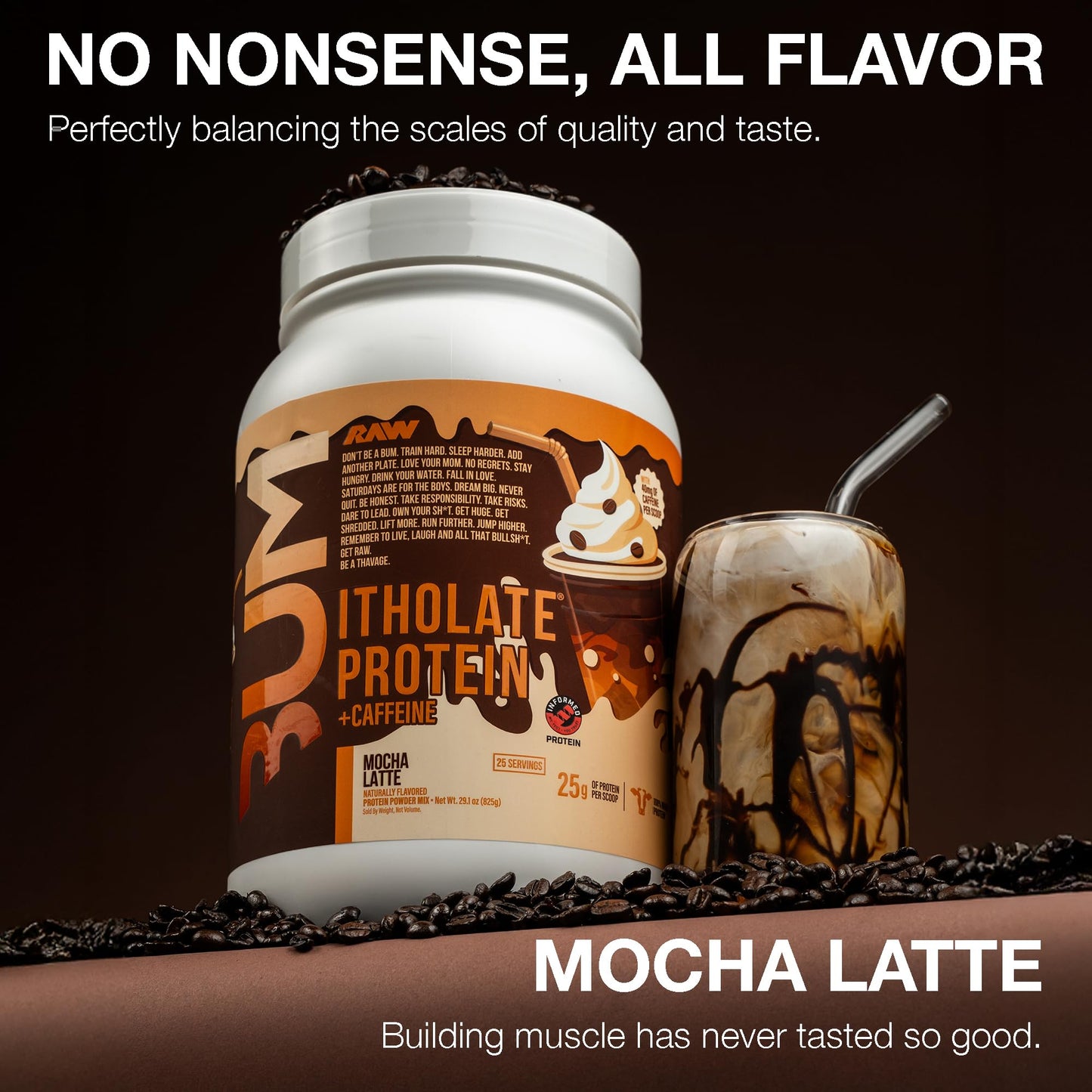 RAW Whey Isolate Protein Powder Mocha Latte 29.1 oz