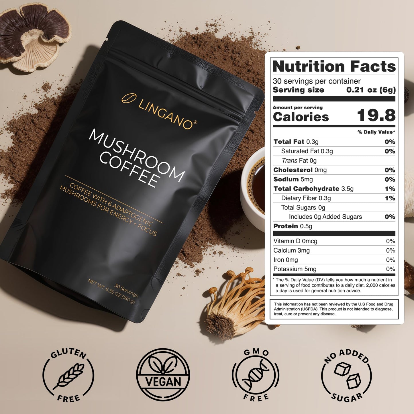 Lingano Mushroom Coffee Powder 6.35
