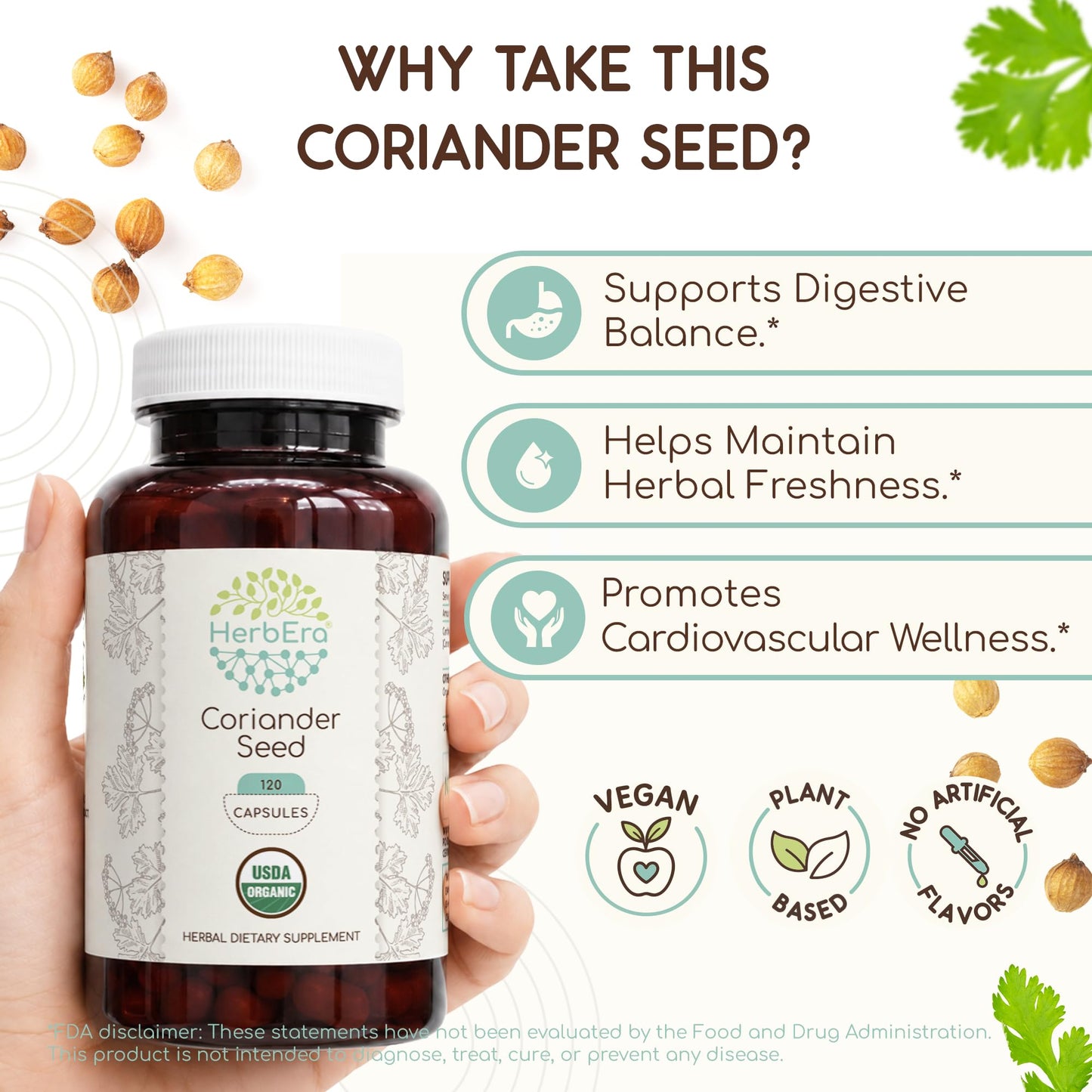 HerbEra Coriander Seed Capsules 120 Count