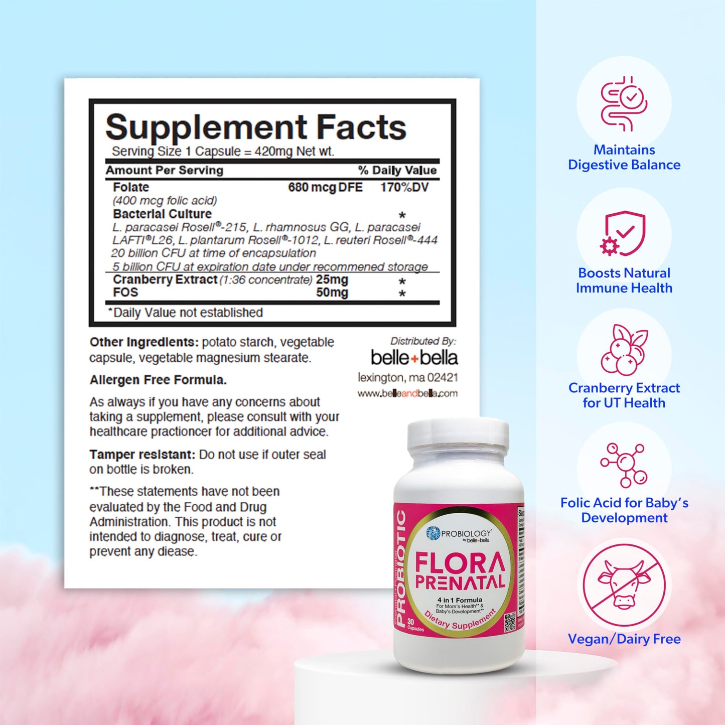 belle+bella Probiology Flora Prenatal 30 Capsules