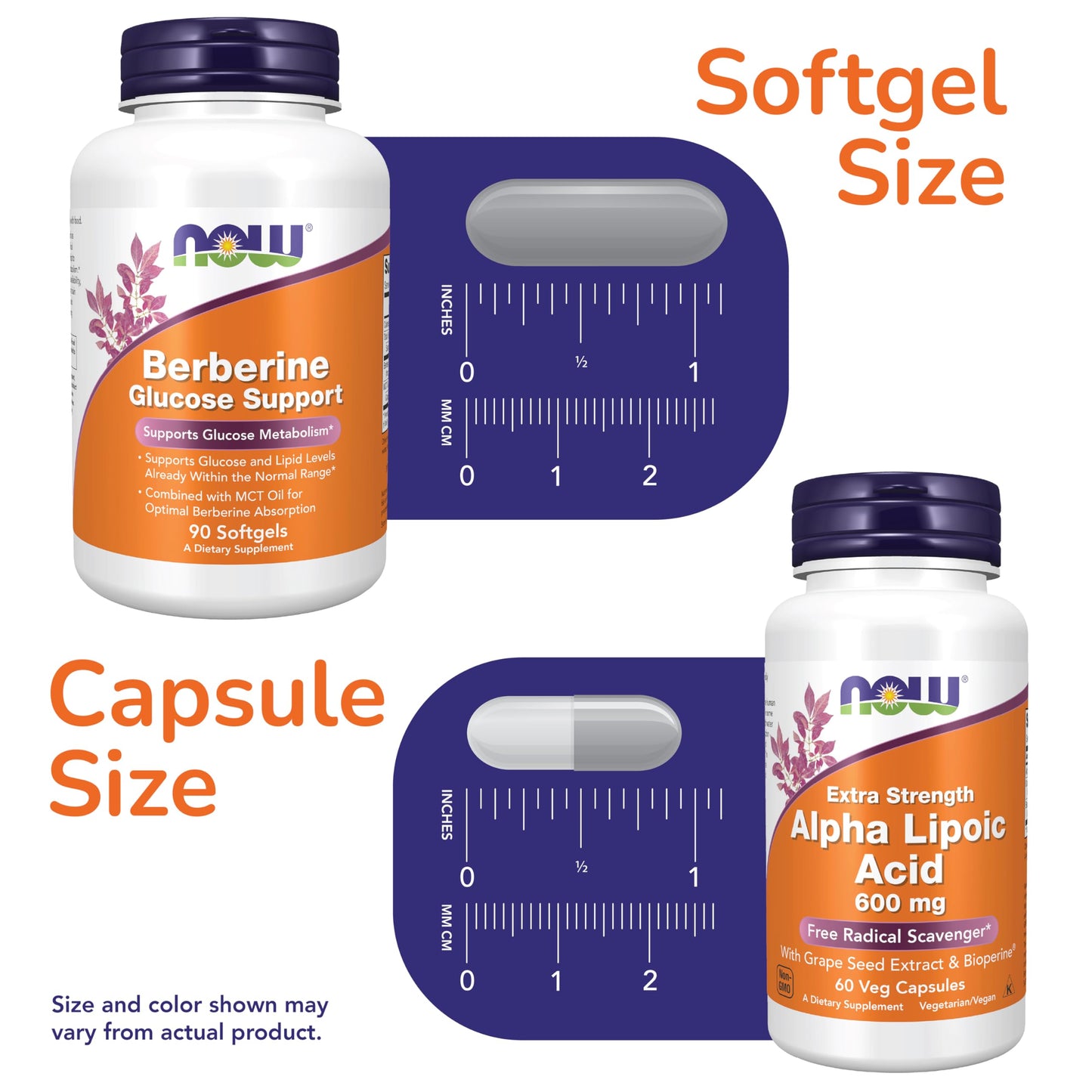 NOW Foods Glucose & Metabolic Support Bundle Berberine with MCT Oil 90 Softgels + Alpha Lipoic Acid 600mg 60 VCaps - Glucose Metabolism & Cardiovascular Support