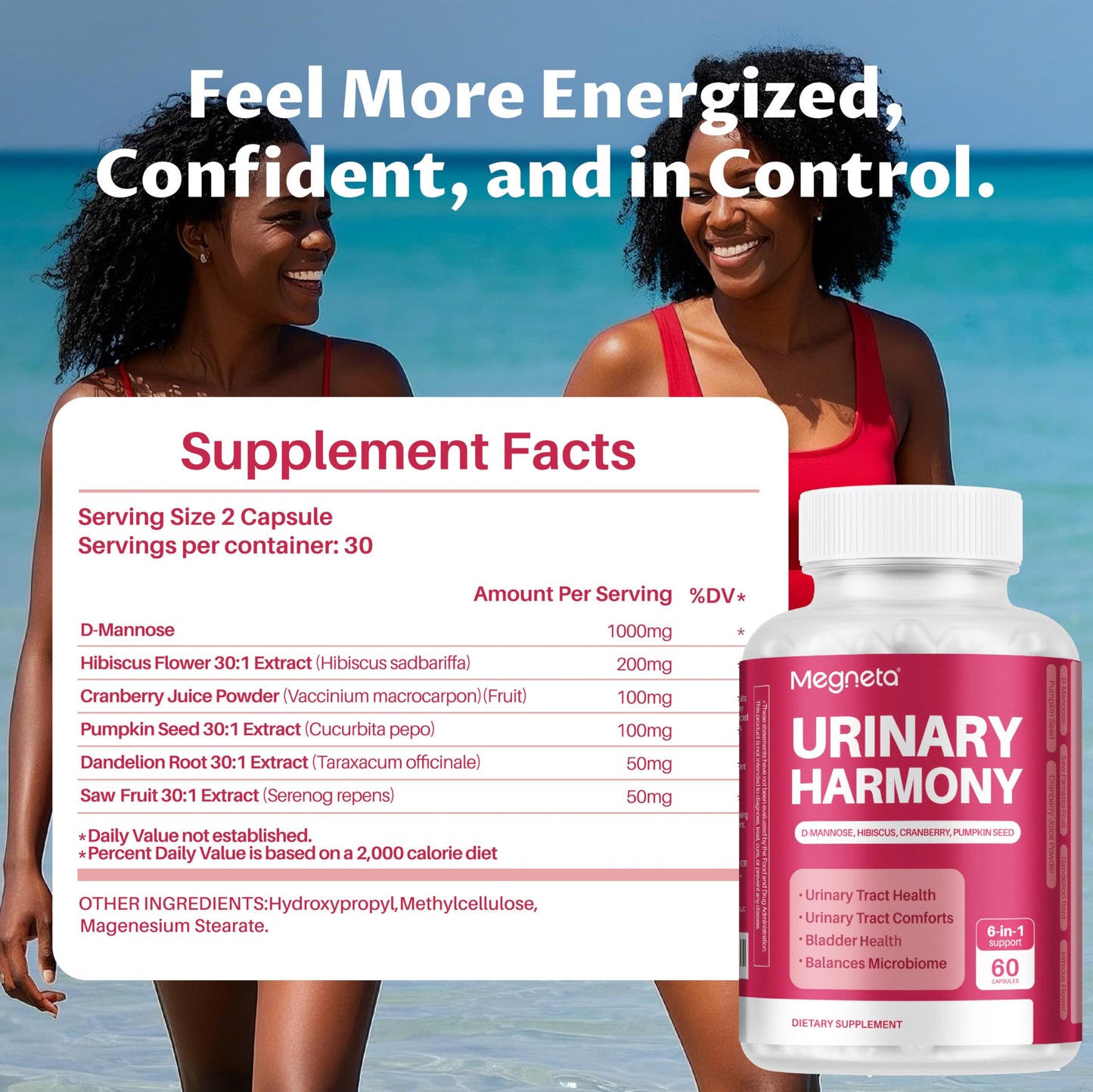MEGNETA Urinary Wellness Supplement – with D-Mannose 180 Capsules