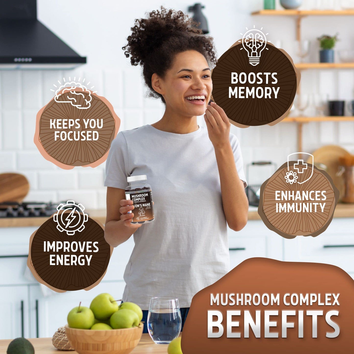 Ezlyv Lions Mane Mushroom Supplement 60 Gummies