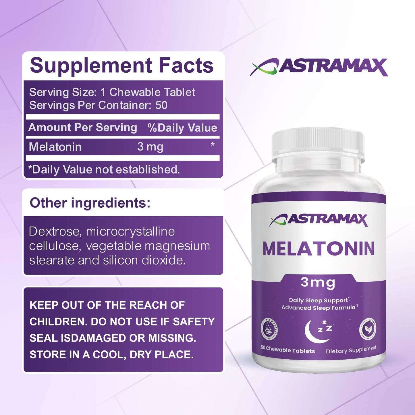 Astramax Melatonin 3mg Tablet, 50 Tablets
