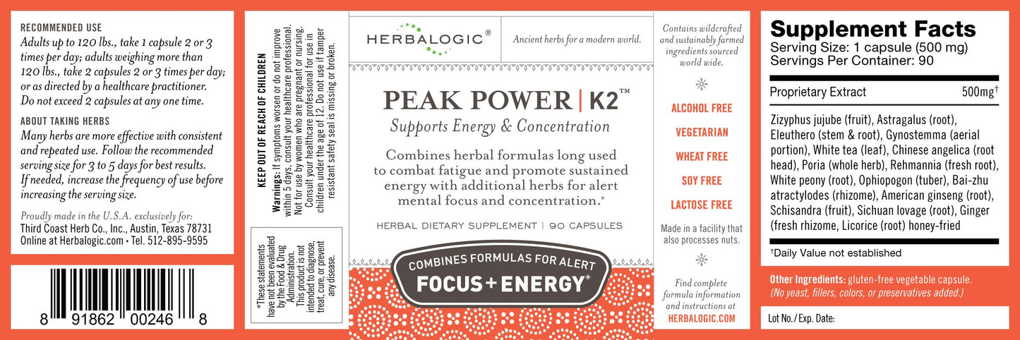 Herbalogic Peak Power Capsules 90 Capsules