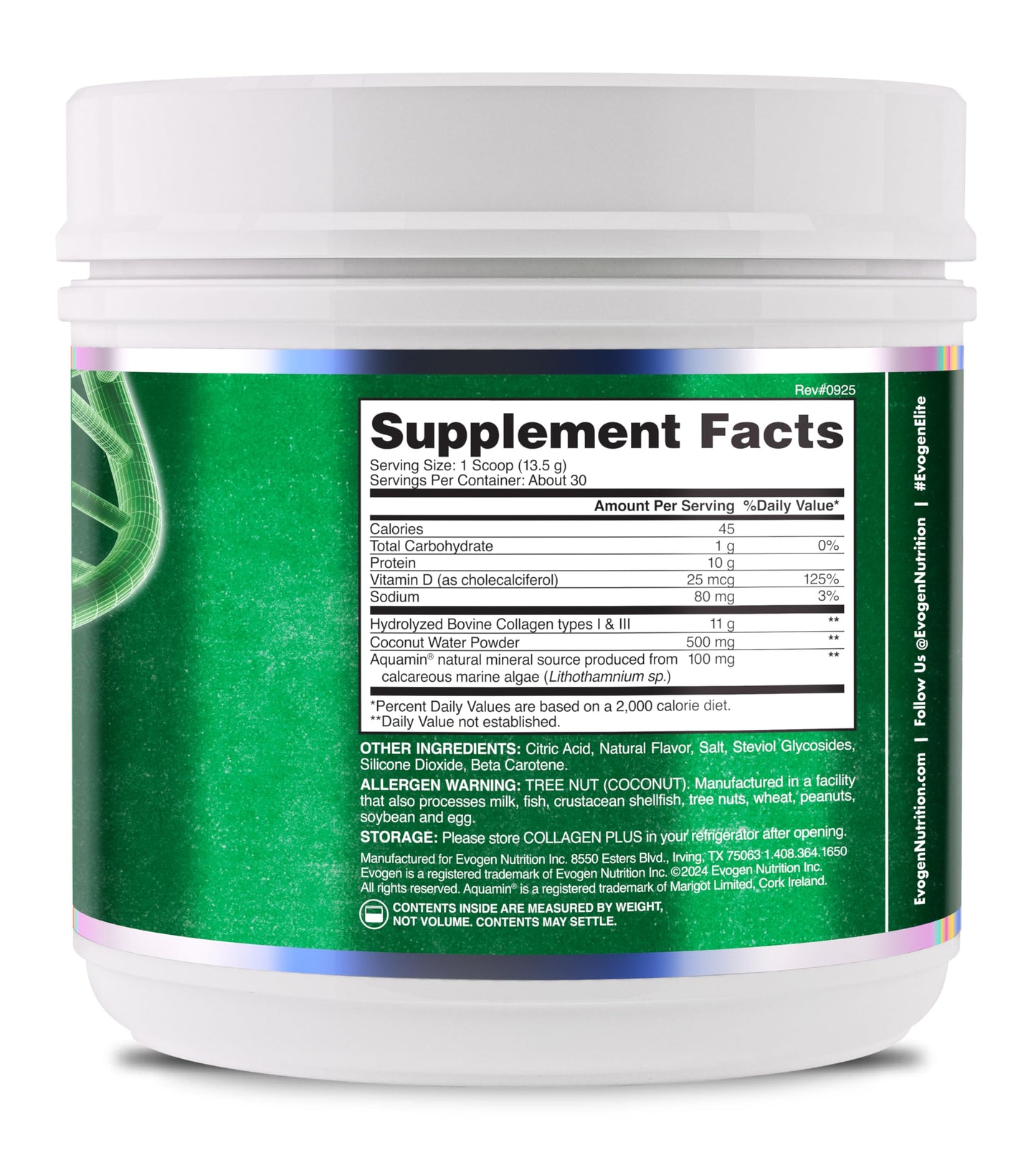 Evogen Collagen Plus Hydration Powder 12 oz